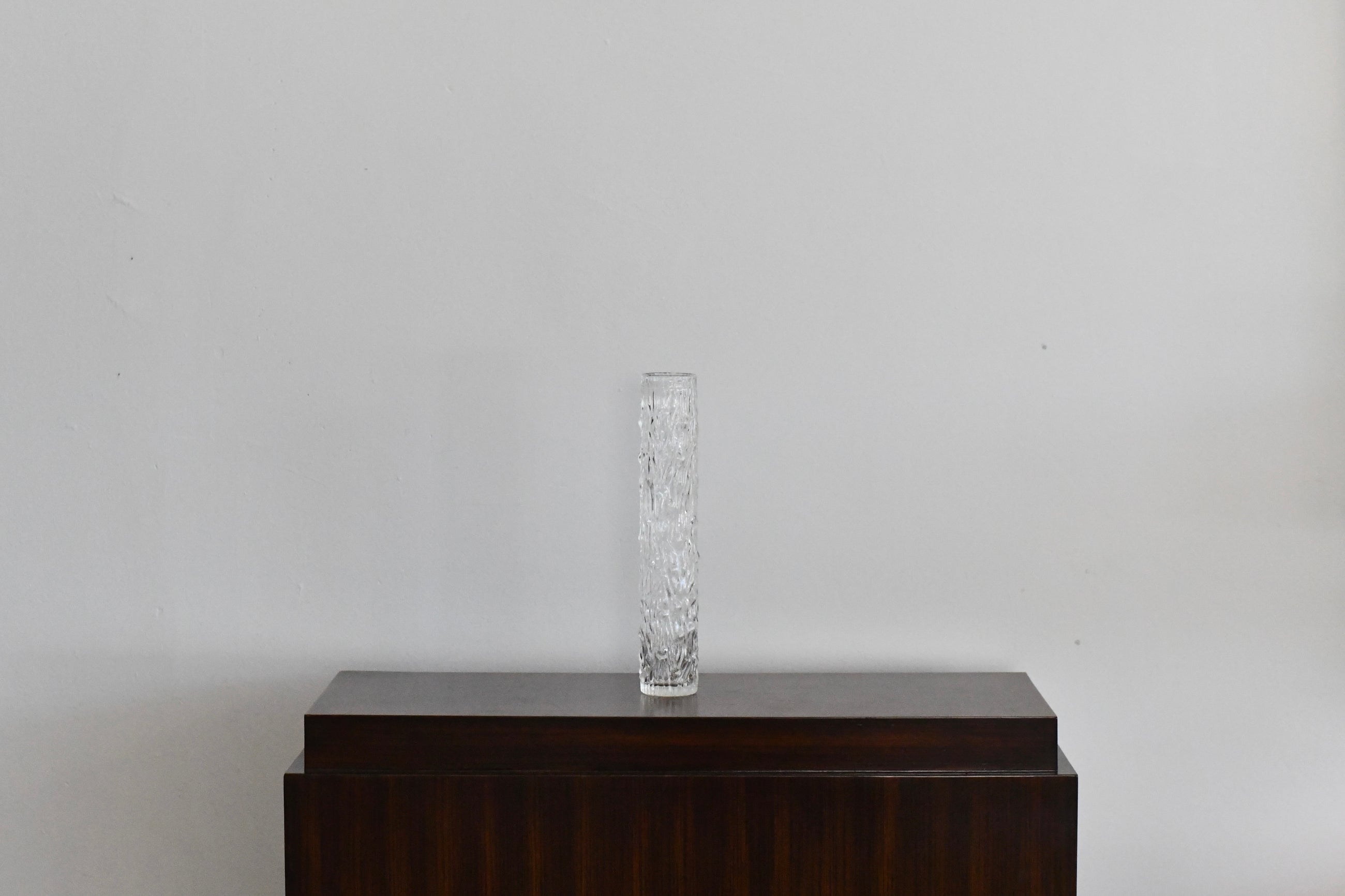 Vintage Italian Hammered Clear Glass Vase