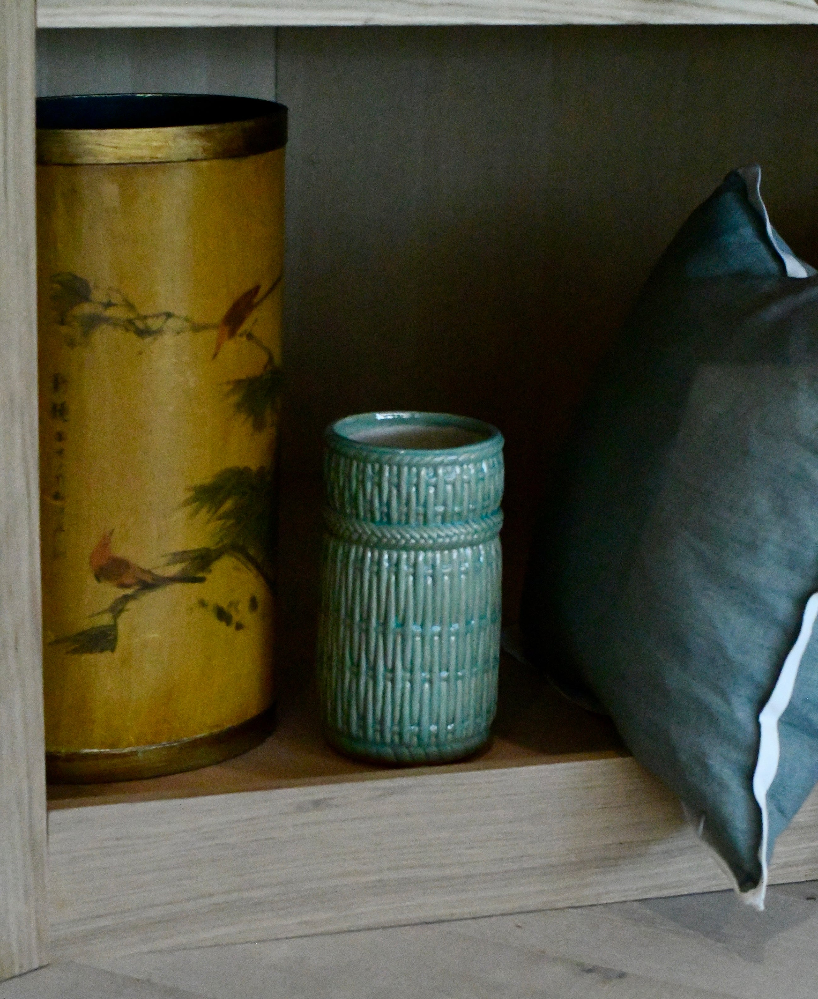 Antique Green Glazed Pottery Vase