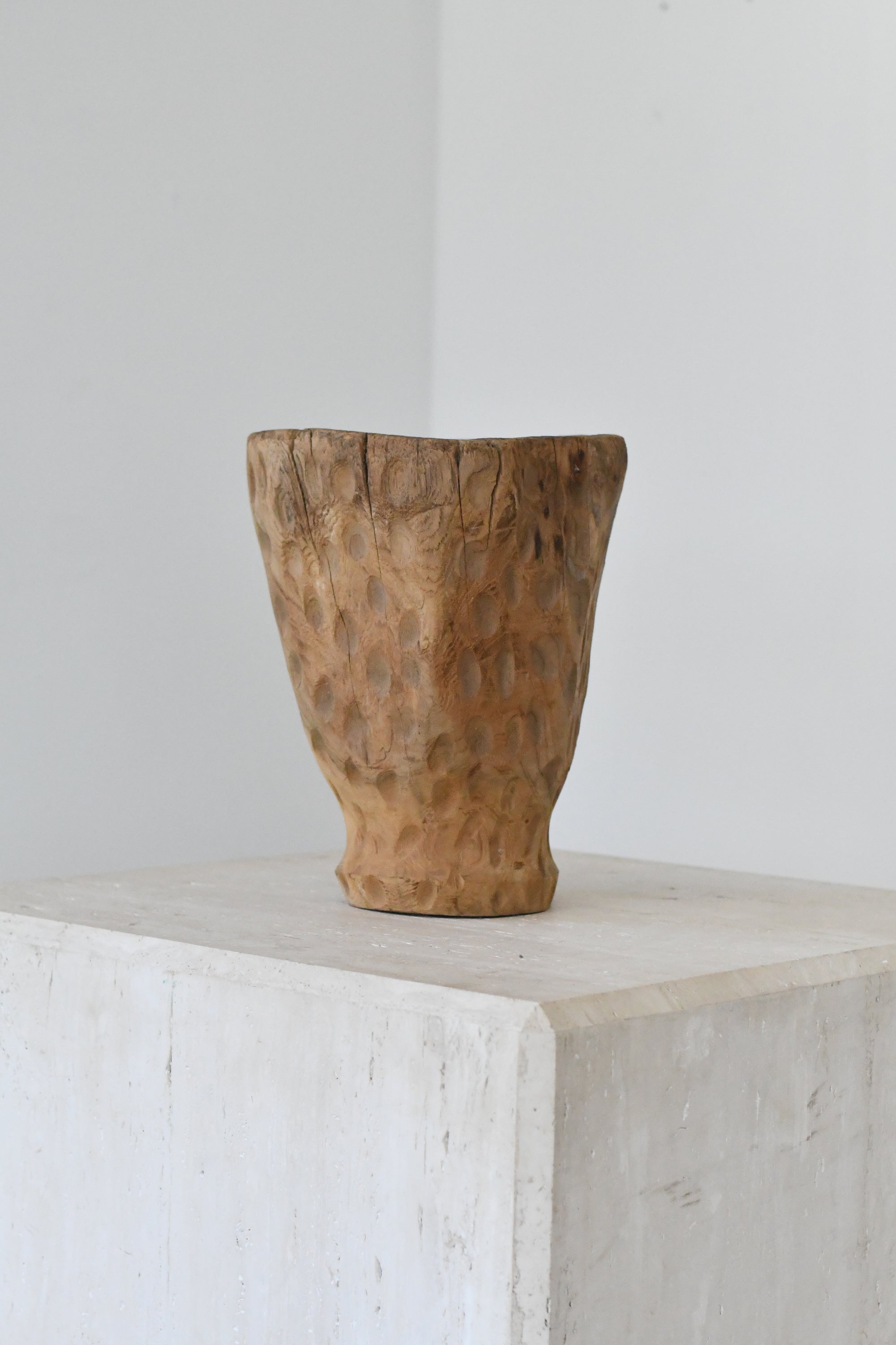 Carved Old Teak Jar