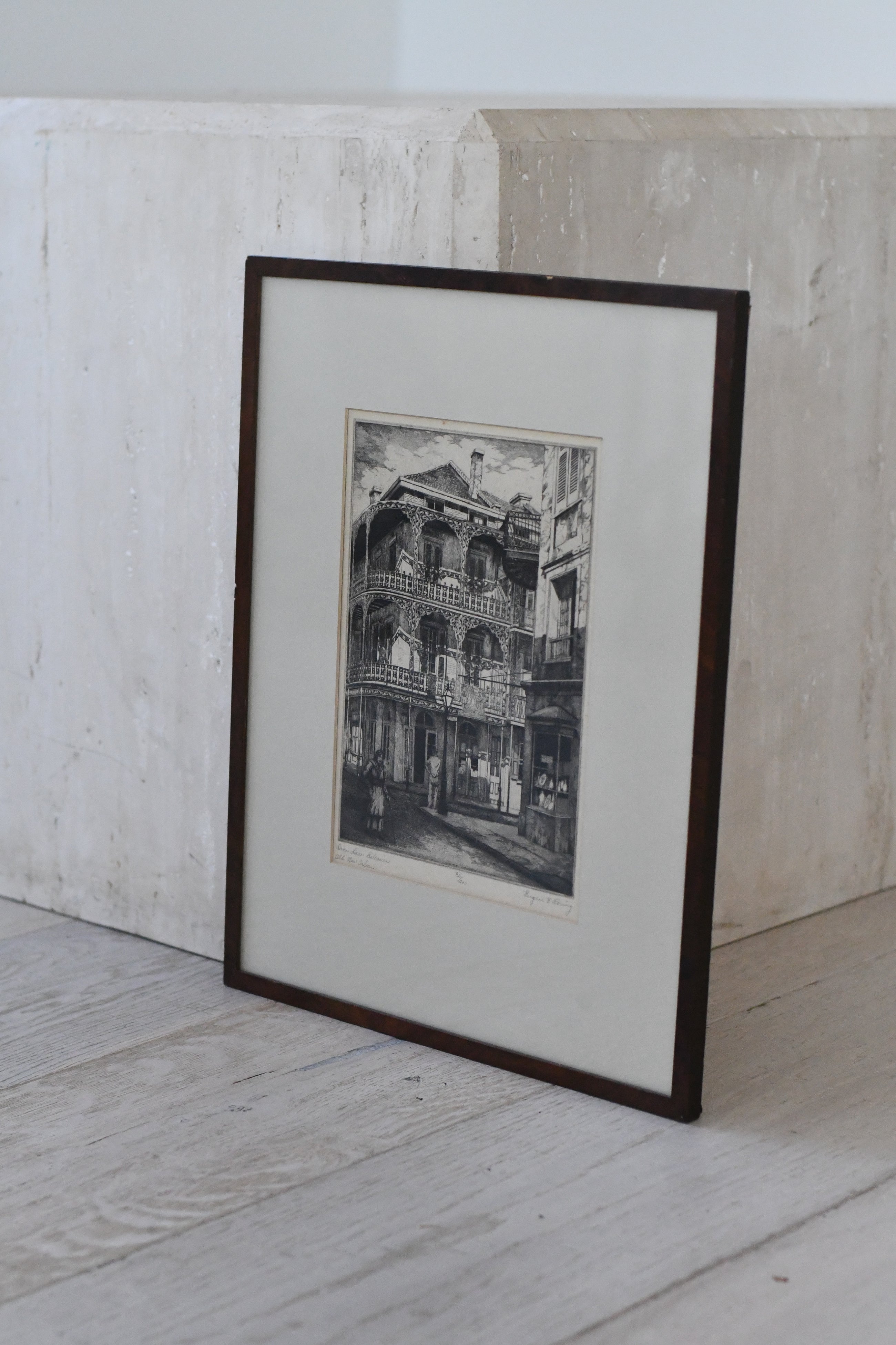 Old New Orleans Sketch in Dark Frame