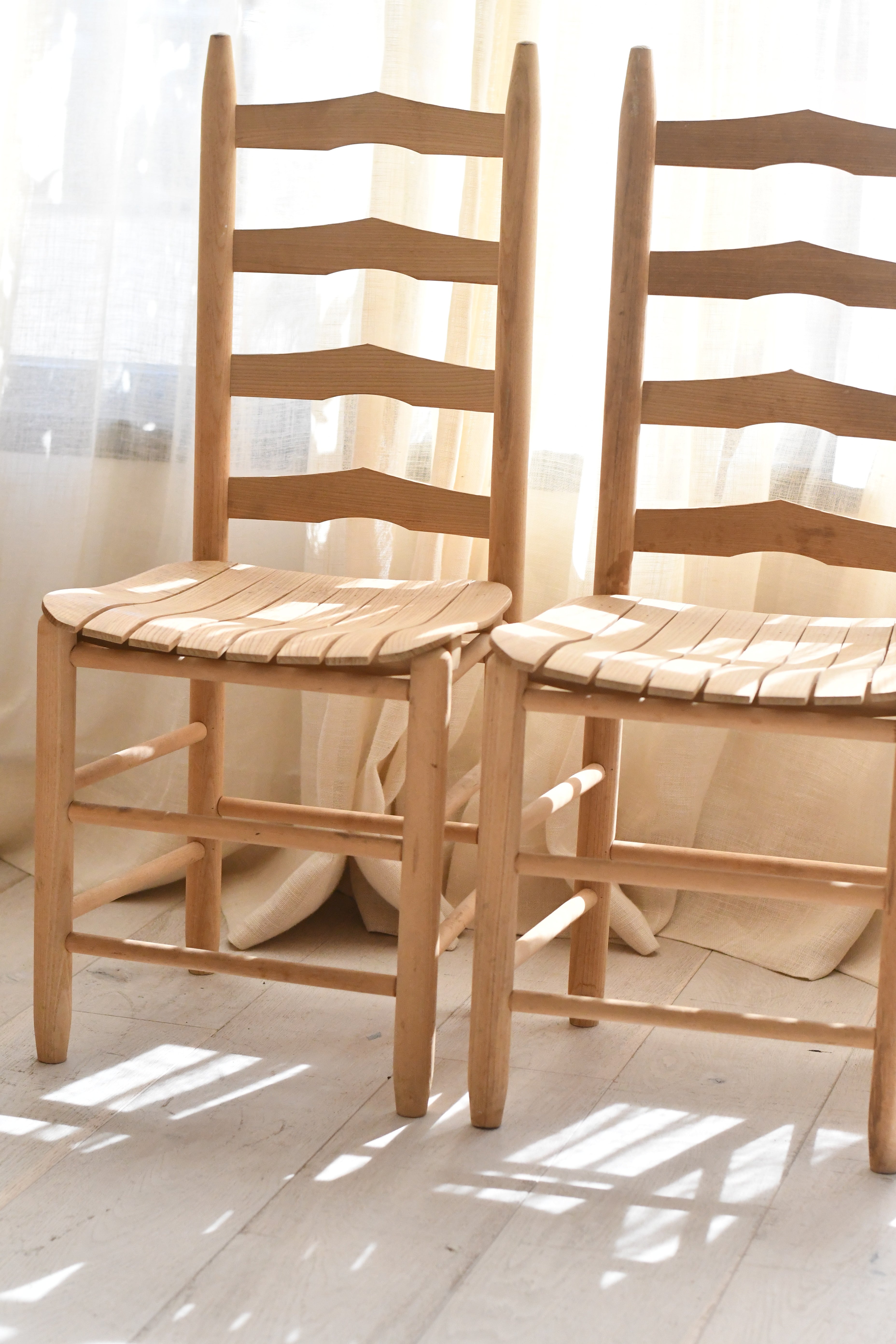 Pair of Ladder-Back Oak Chairs | Process Home