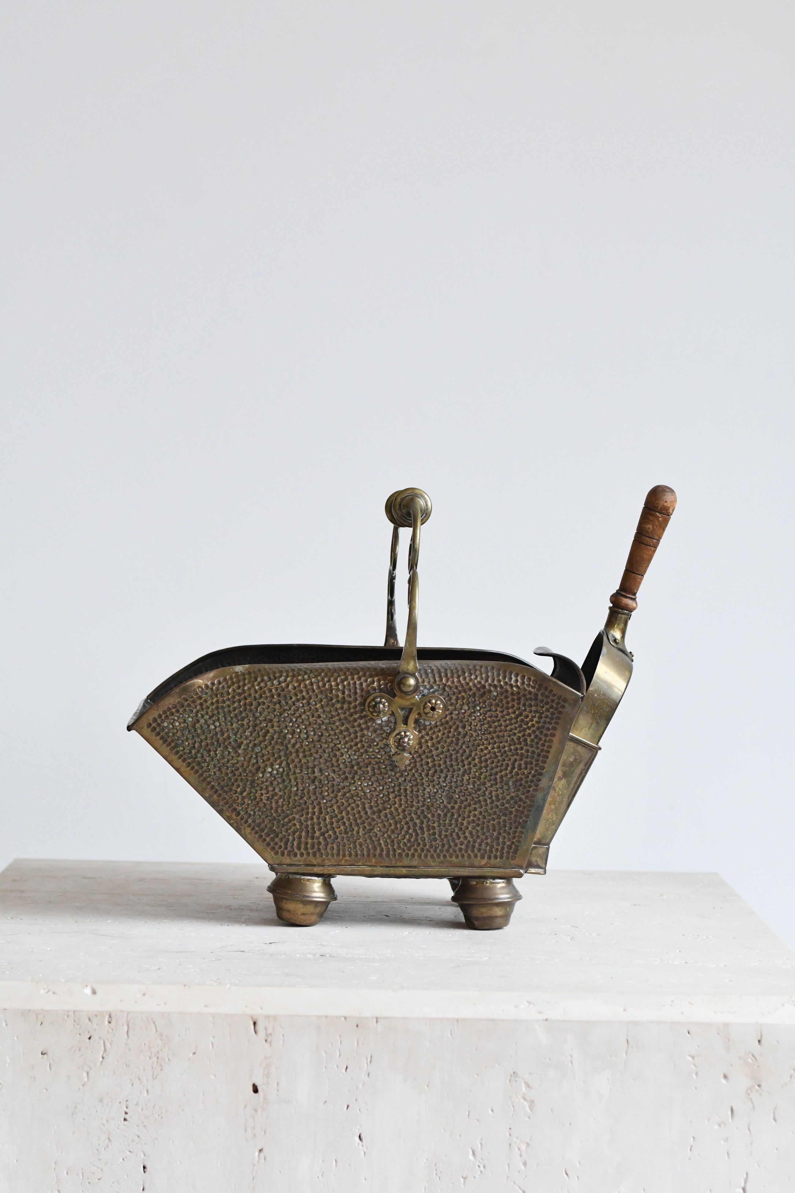 Antique Hammered Coal Bucket with Matching Shovel