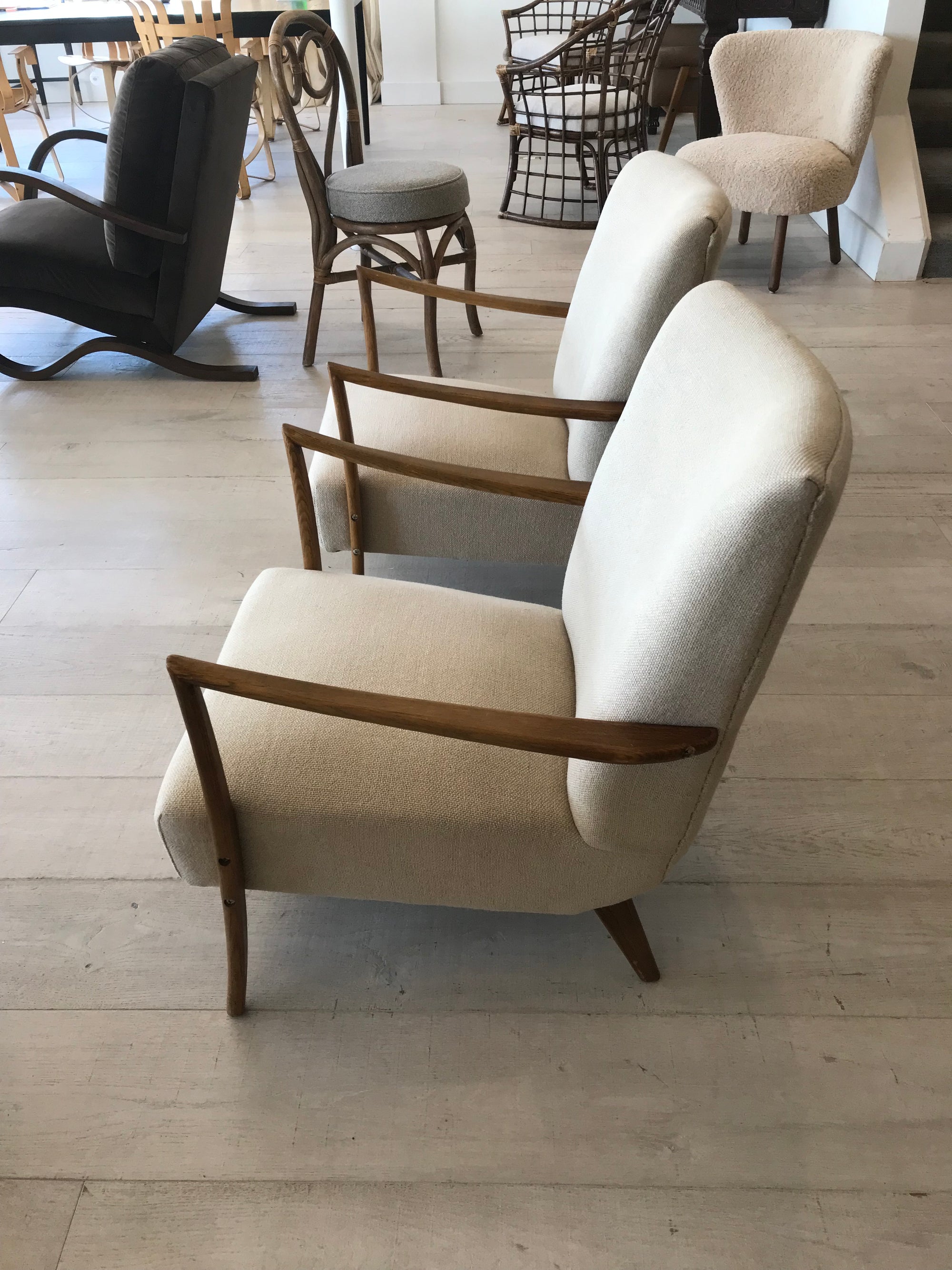 Linen chairs pair