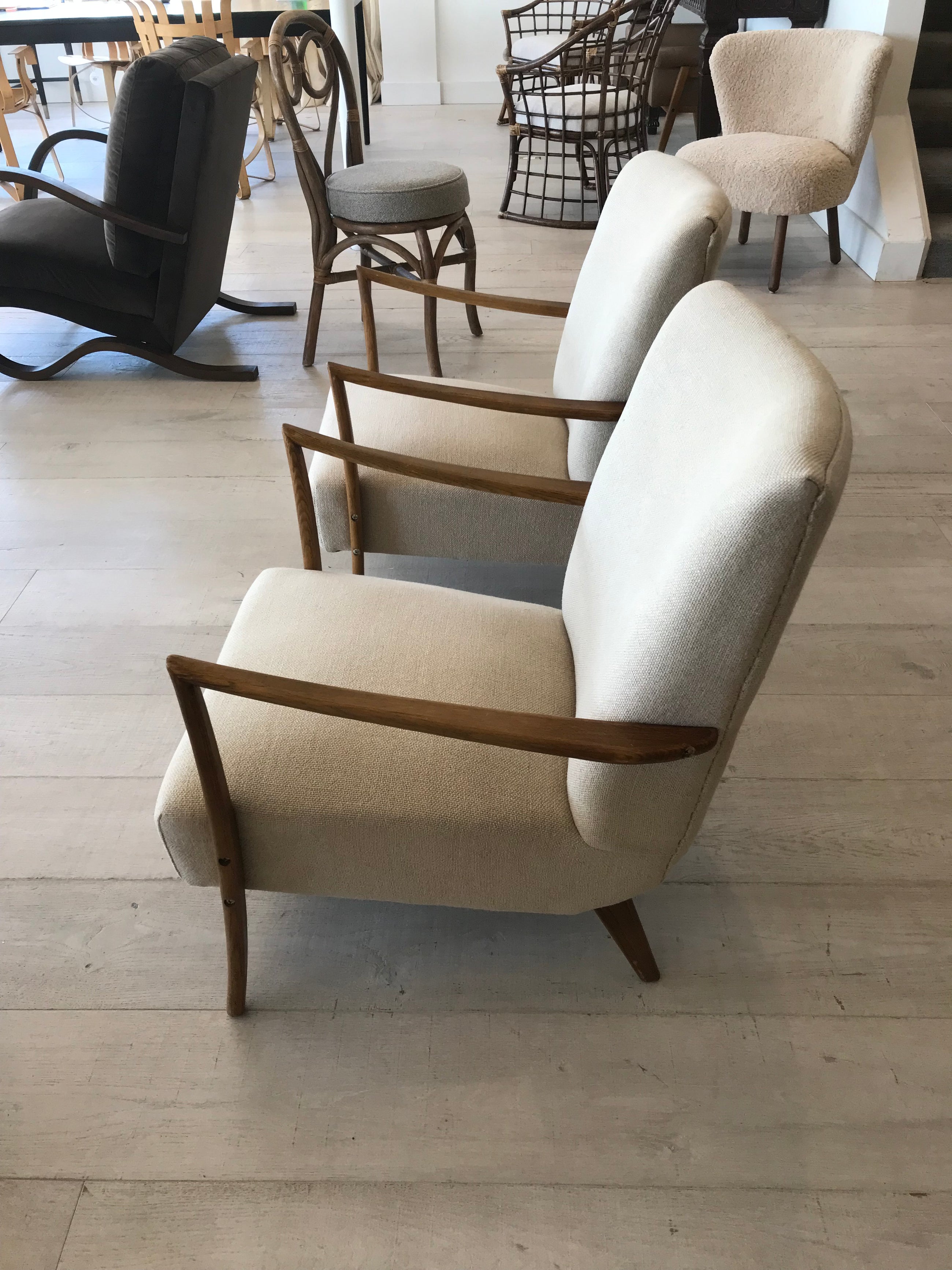 Linen chairs pair