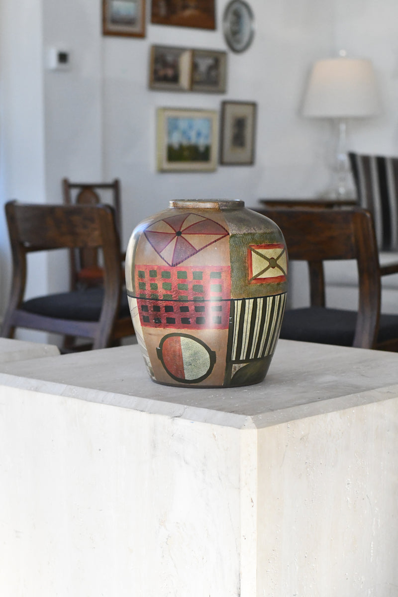 Geometric Painted Pottery Vase