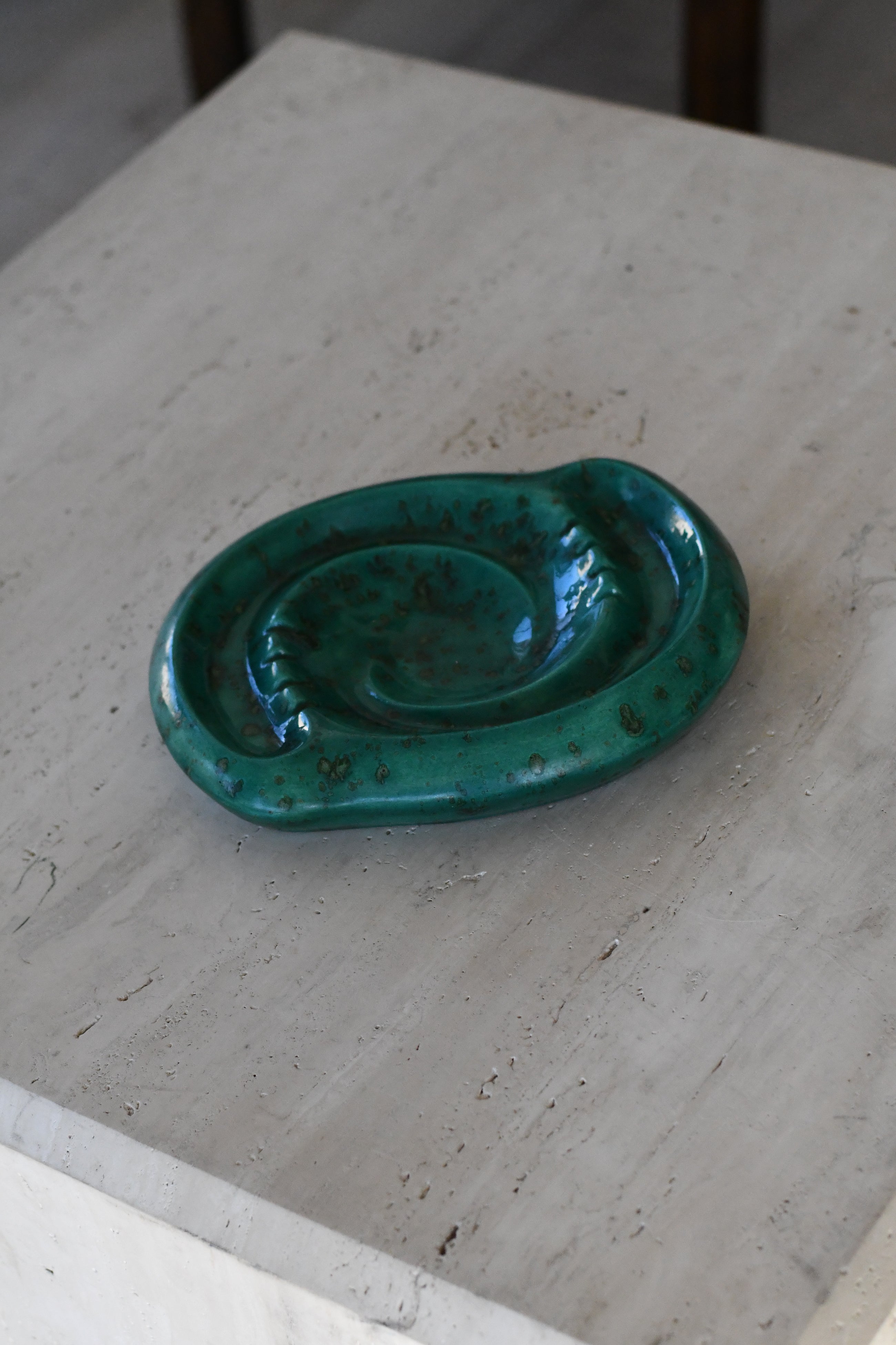 Green Glazed Ceramic Dish