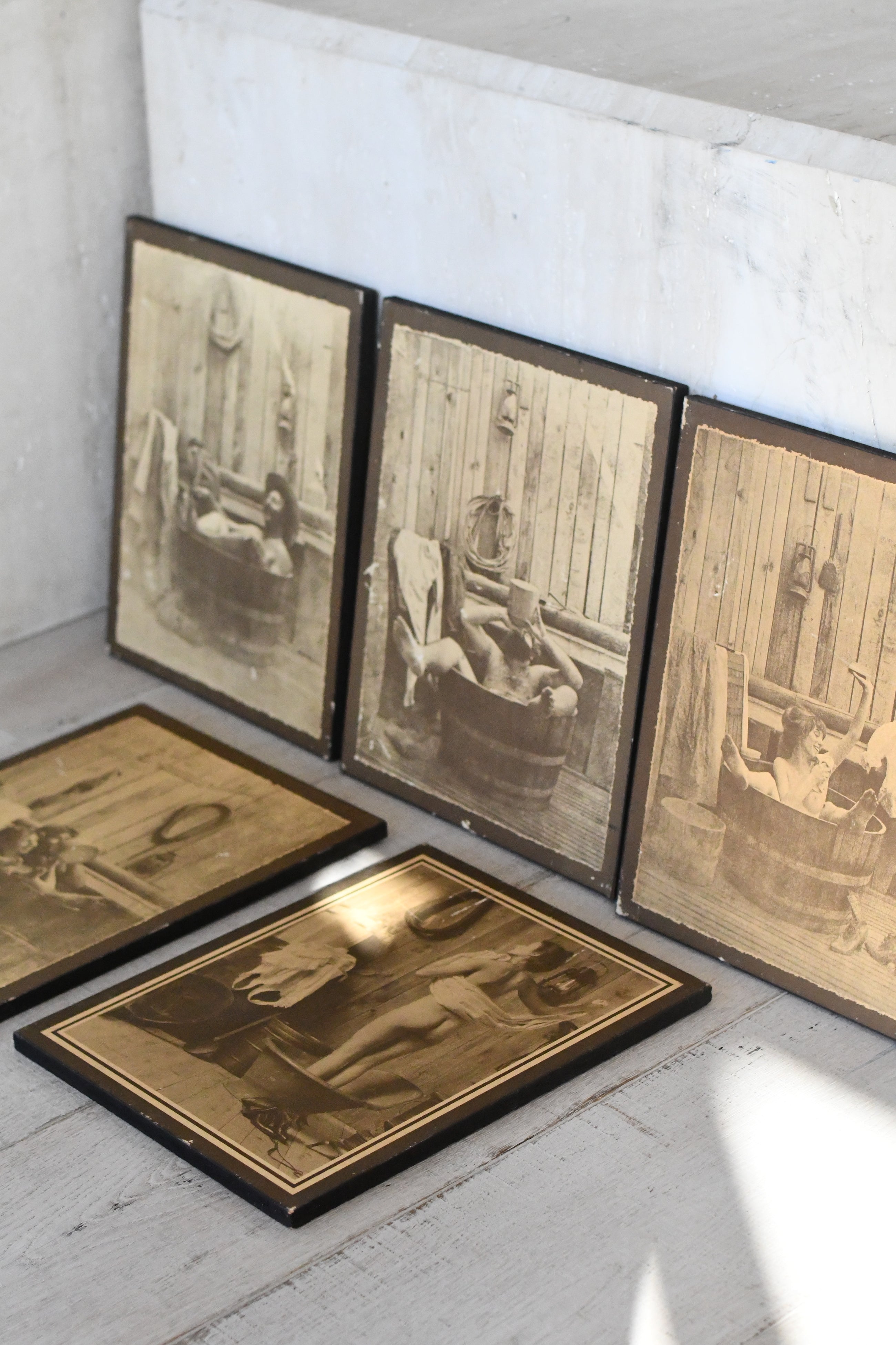 Set of Vintage Bath Scene Prints