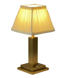 Gold Square Rechargeable Lamp with Ivory Shade