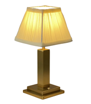 Gold Square Rechargeable Lamp with Ivory Shade