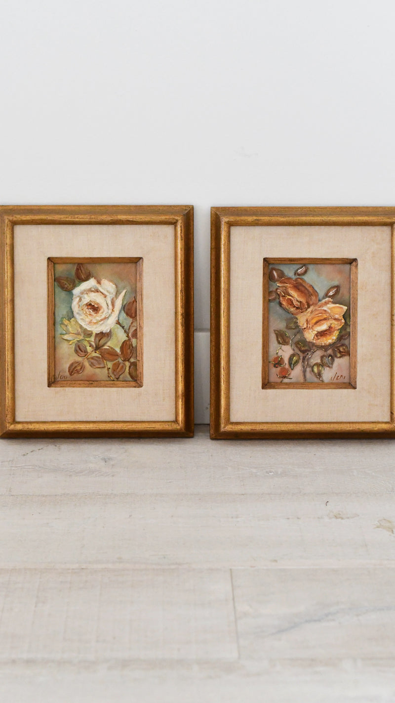Framed Textured Floral Art – Set of Two (12” x 10”)