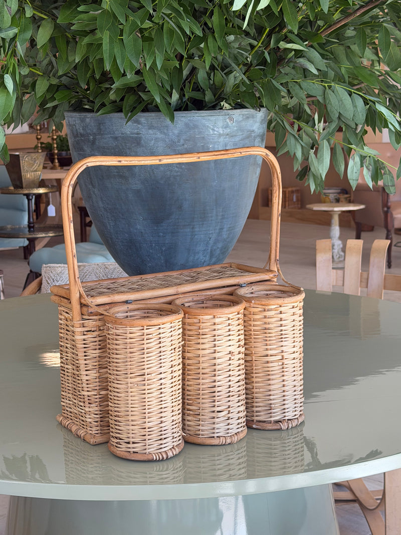 Wicker Bamboo Wine Holder Basket