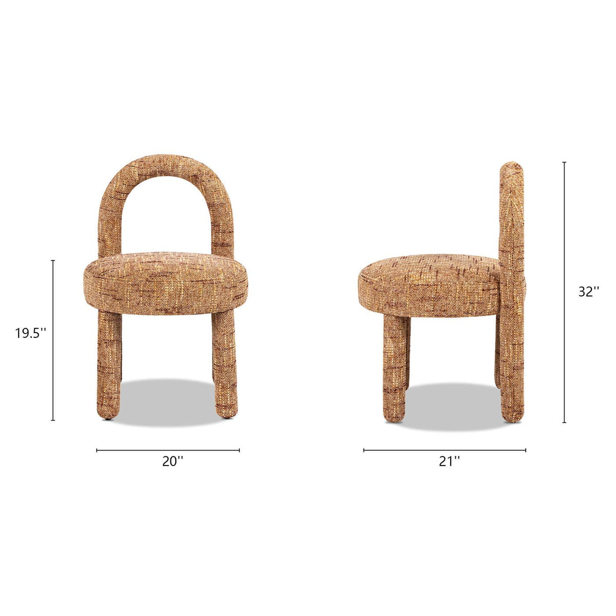 Penny Round Arched Upholstered Dining Side Chair, Set of 4: Golden Rust Orange