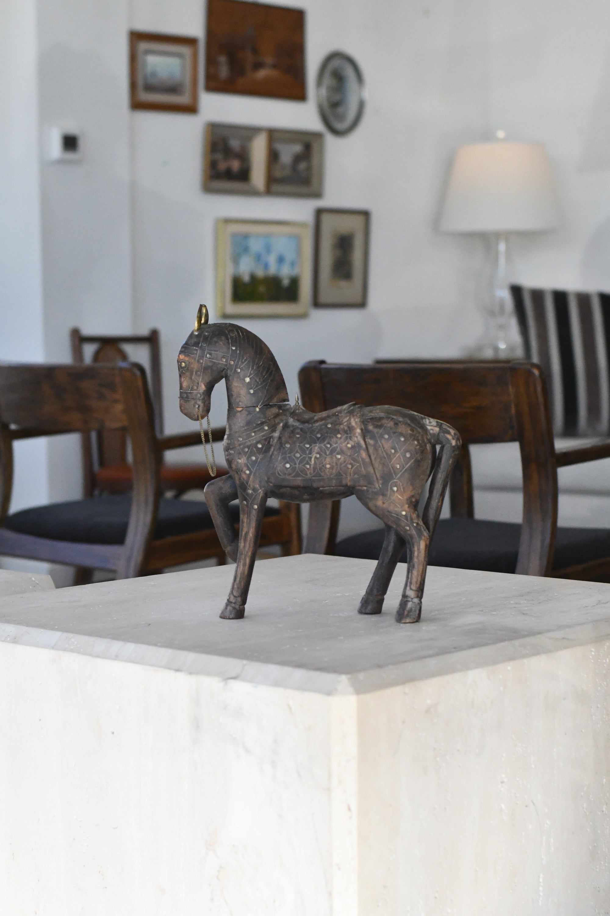 Carved Wooden Horse Sculpture