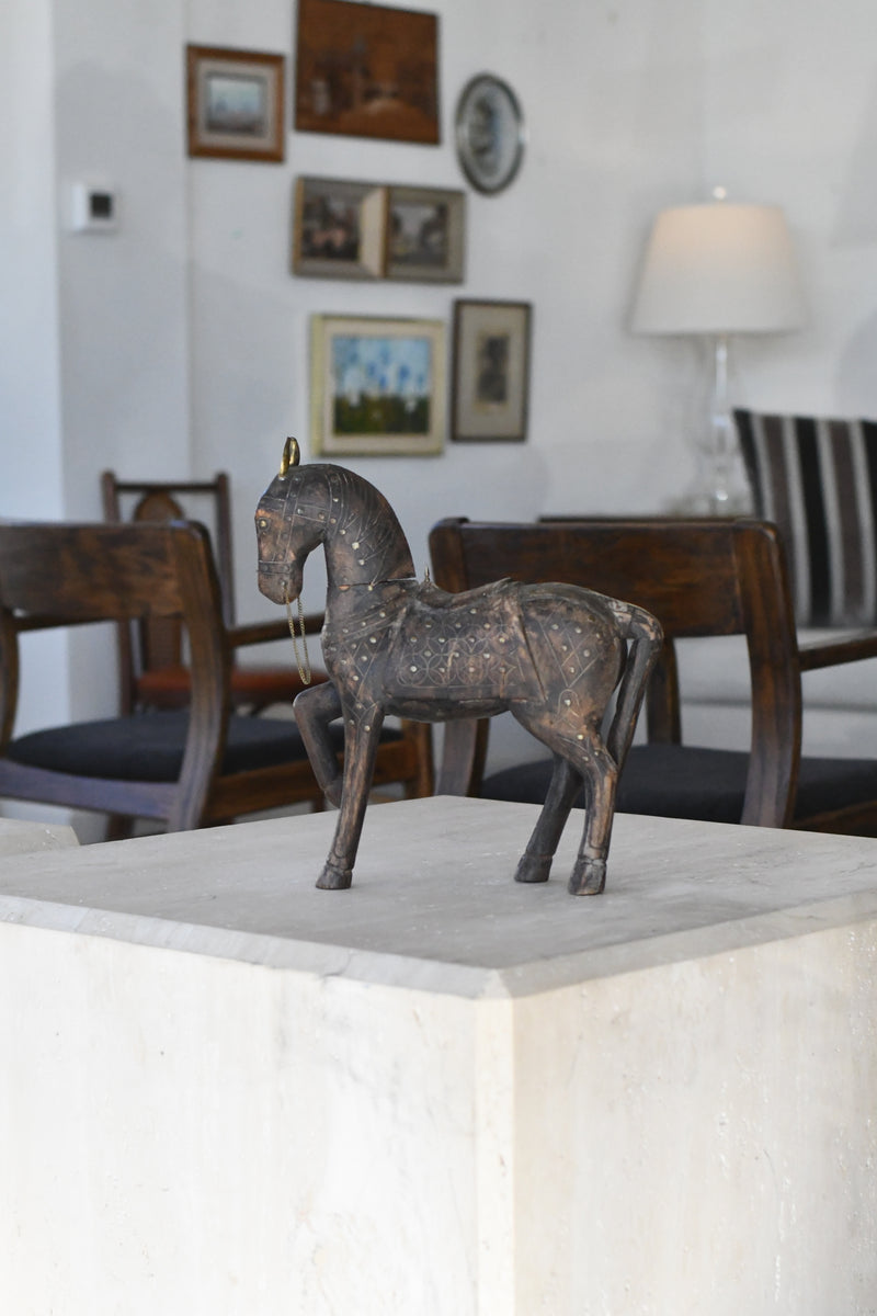 Carved Wooden Horse Sculpture