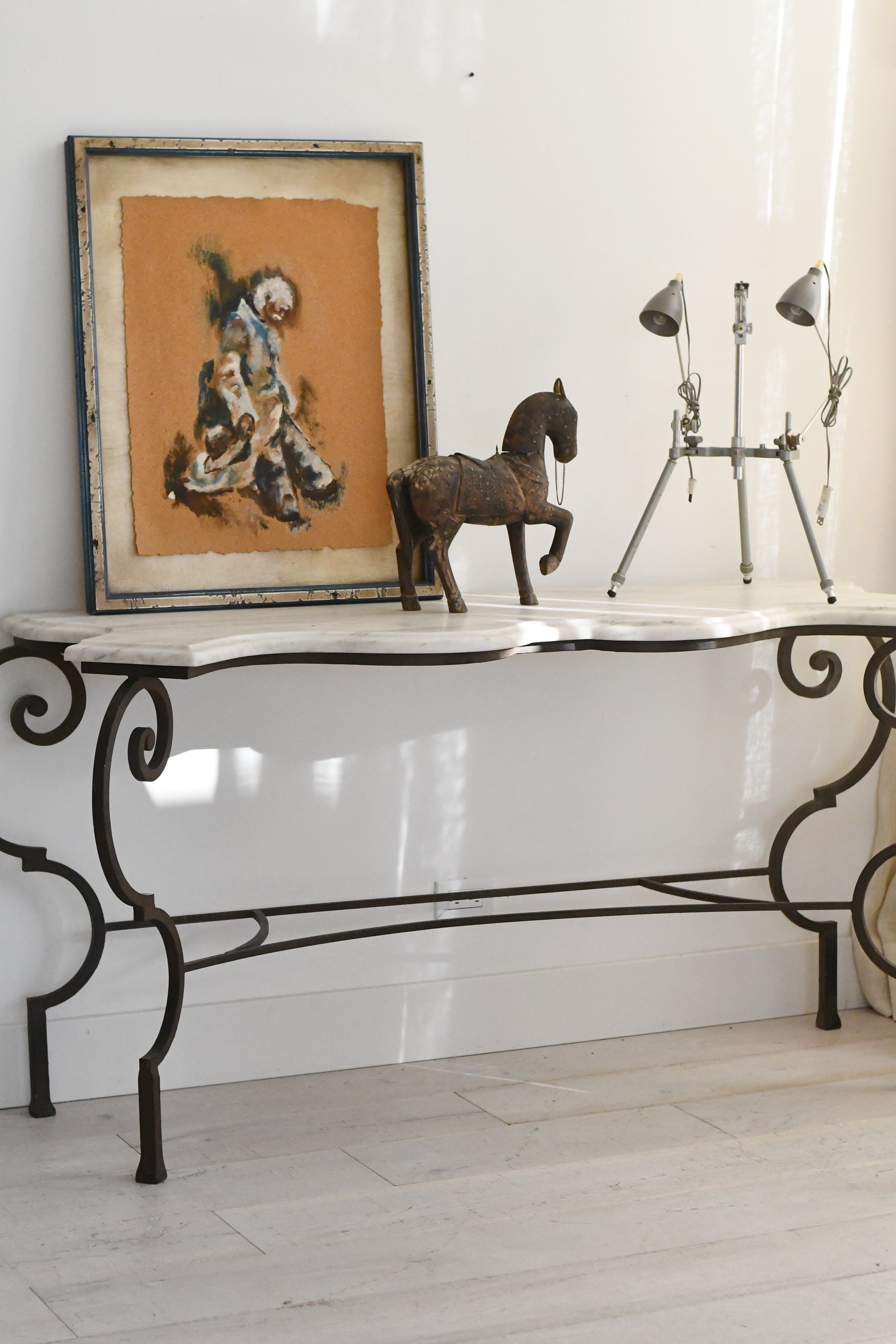 Marble Top Wrought Iron Table