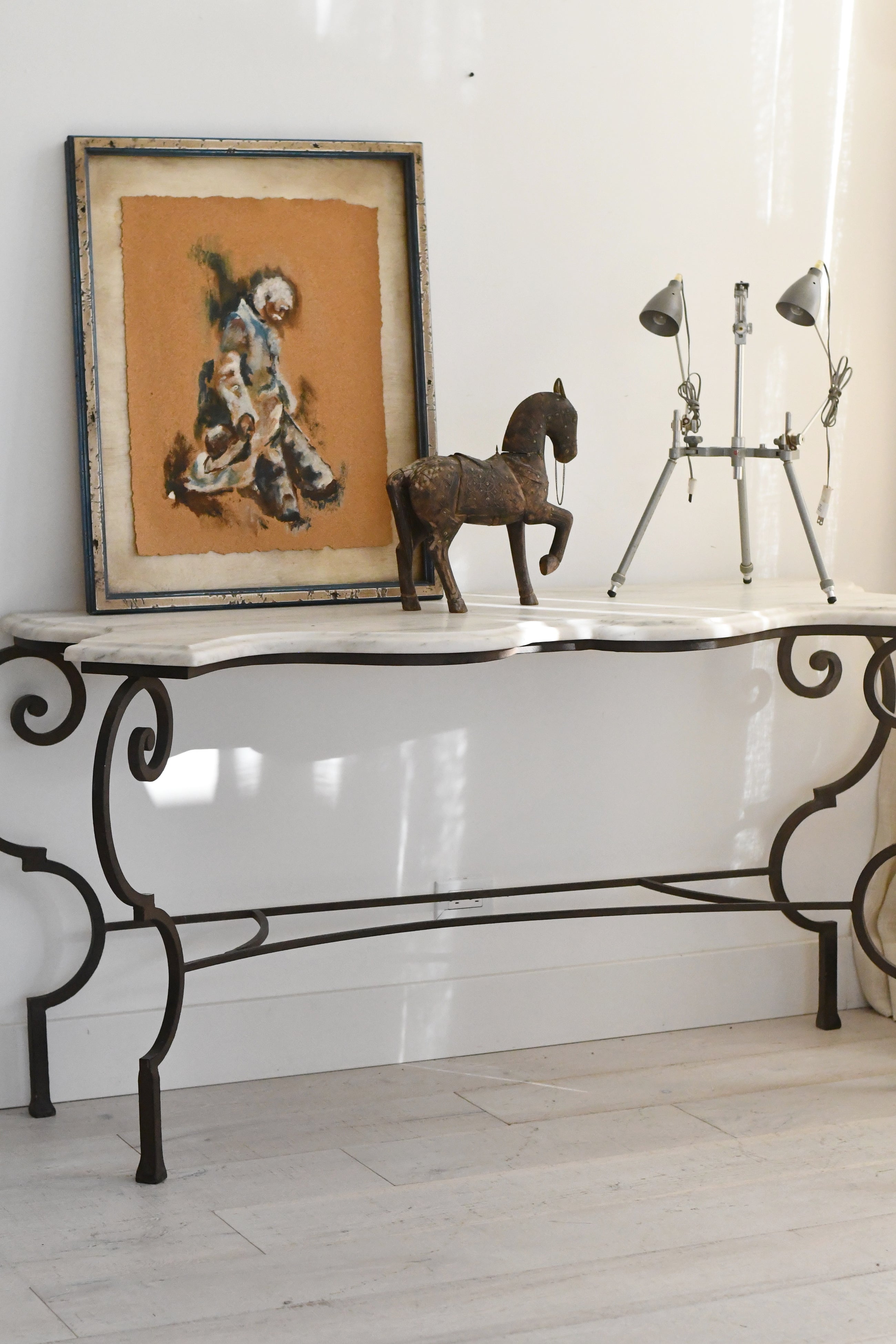 Marble Top Wrought Iron Table