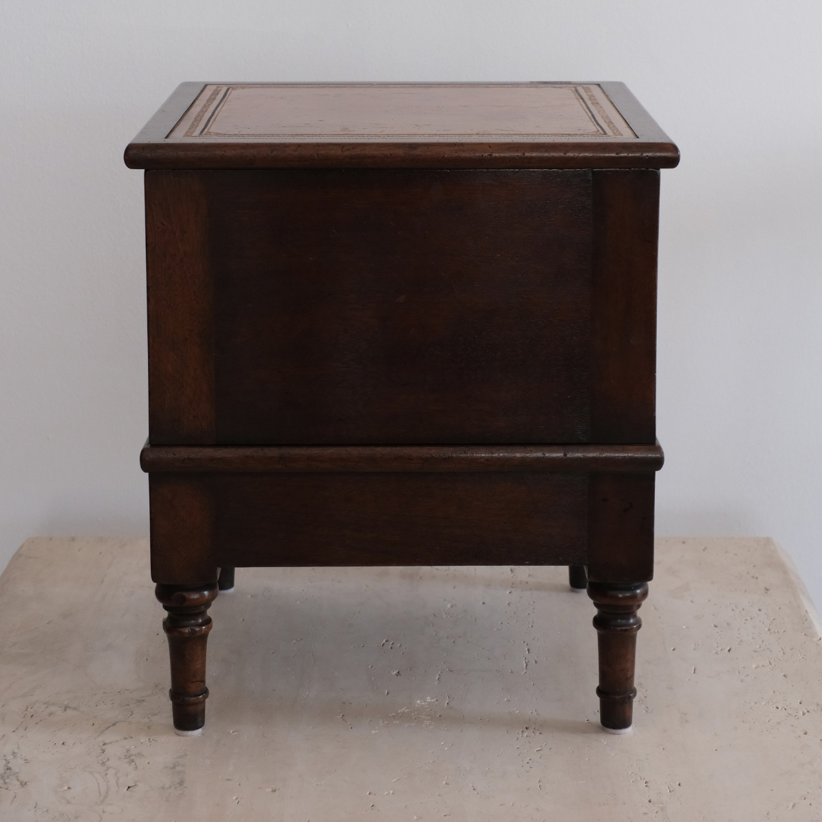 Pair of Leather Top Bedside Step Cabinets