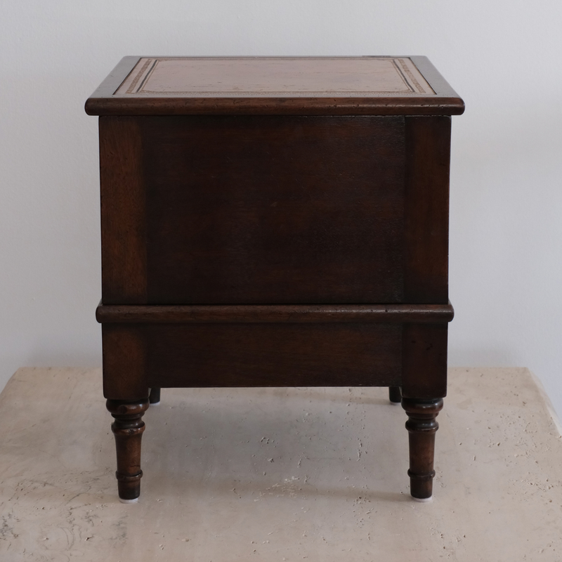 Pair of Leather Top Bedside Step Cabinets