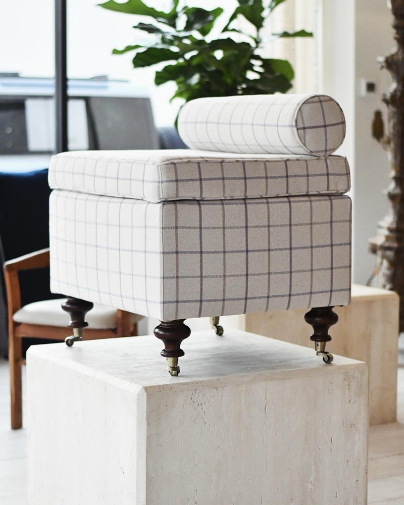 Upholstered Bolster Stool w/ Casters