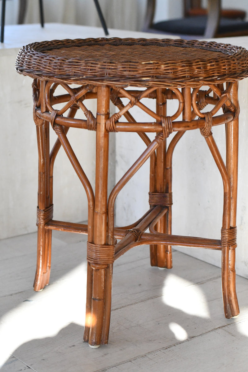 Round Woven Rattan Side Table