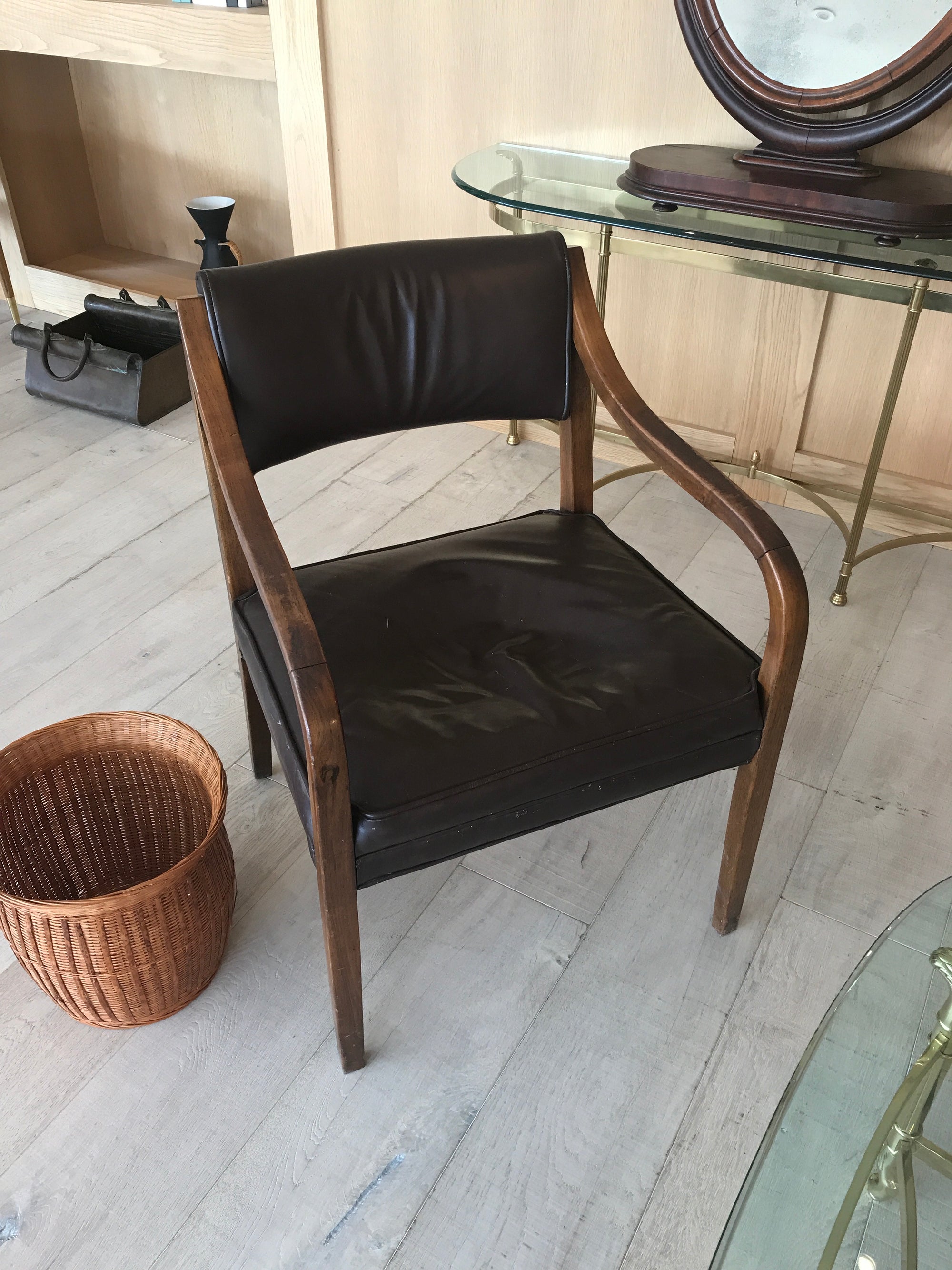 Leather and Wood Armchair