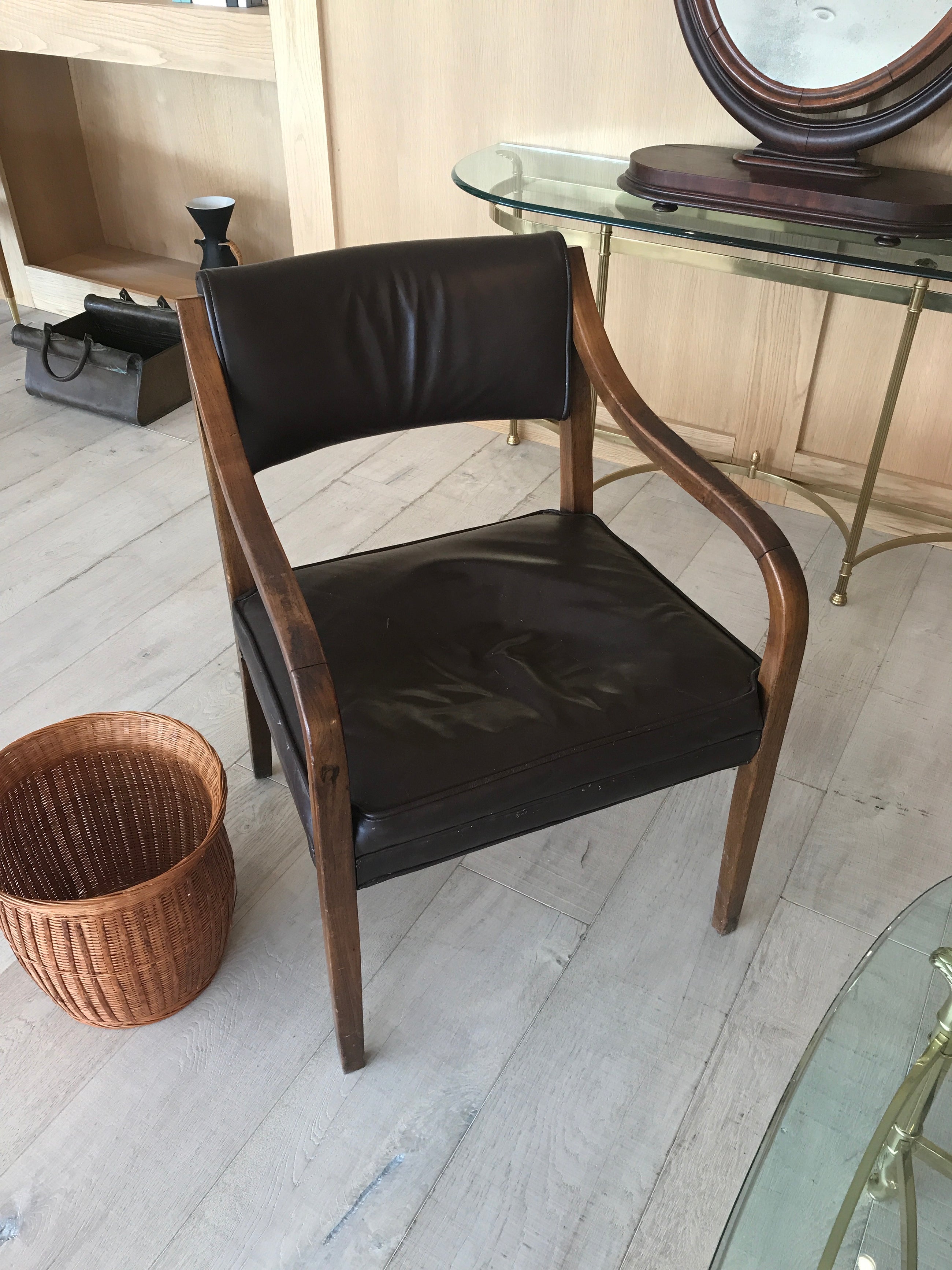 Leather and Wood Armchair