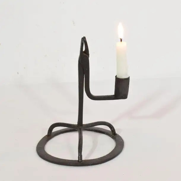 French, 17/ 18th Century Hand Forged Iron Candleholder