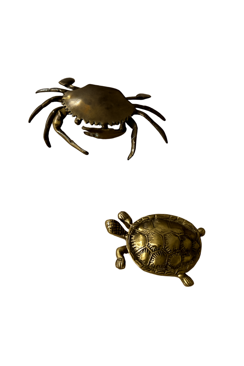 Vintage Brass Ashtrays Crab