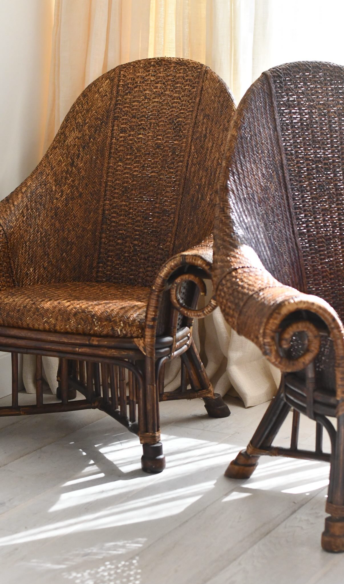 Ralph Lauren Rattan and Bamboo Chair, Set of 2