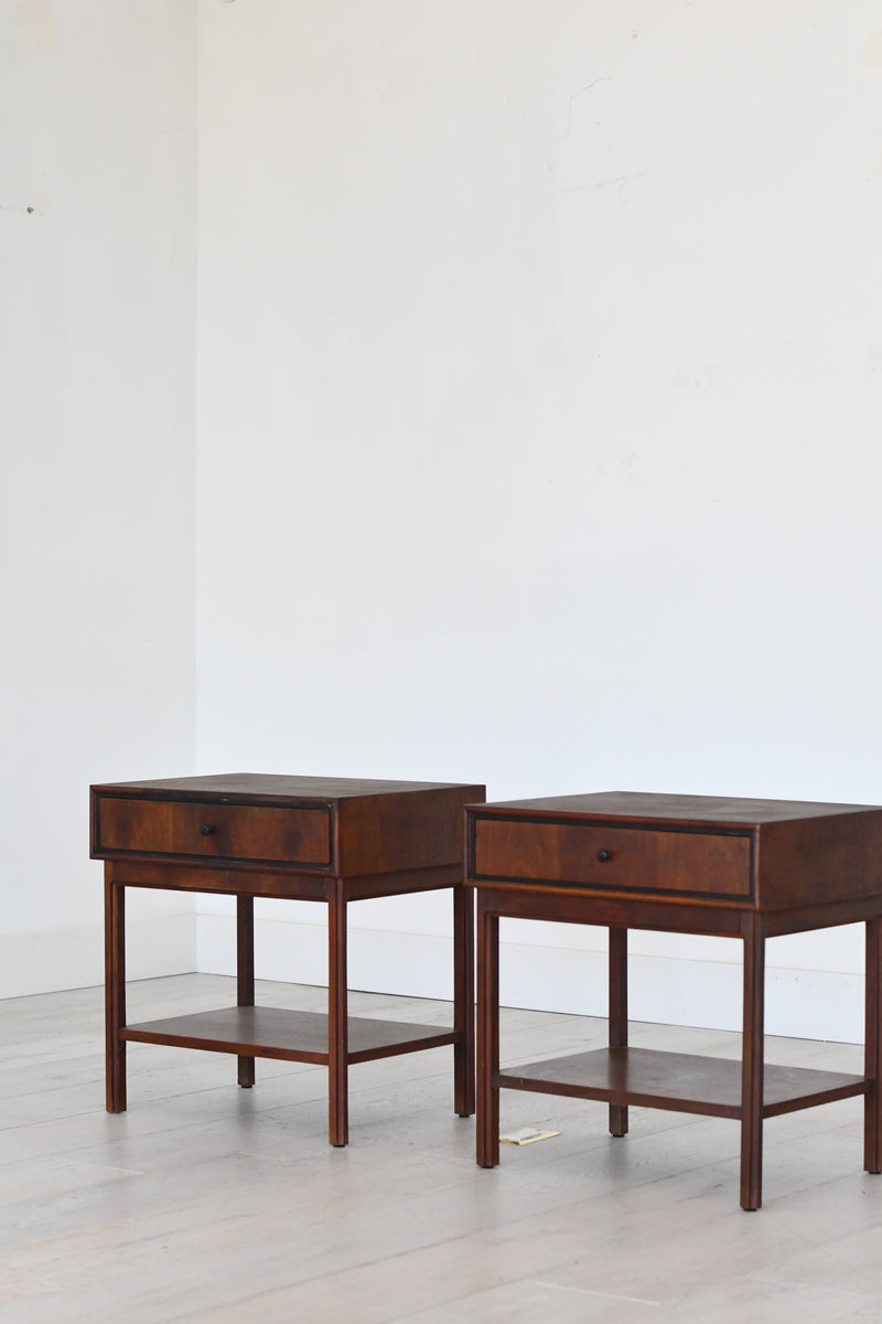 Pair of MCM solid walnut bedside tables by Jack Cartwright Founders Furniture