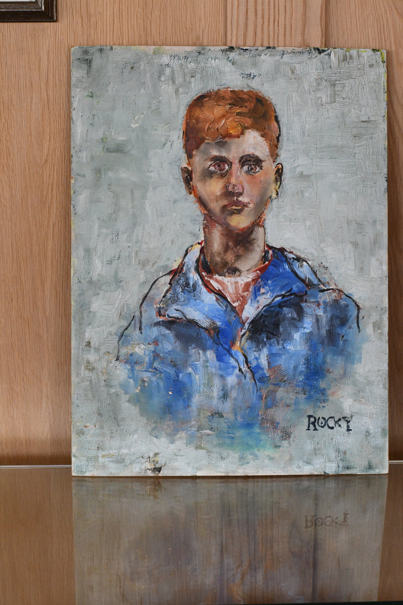 Vintage MCM portrait of young man ‘Paletteknife technique