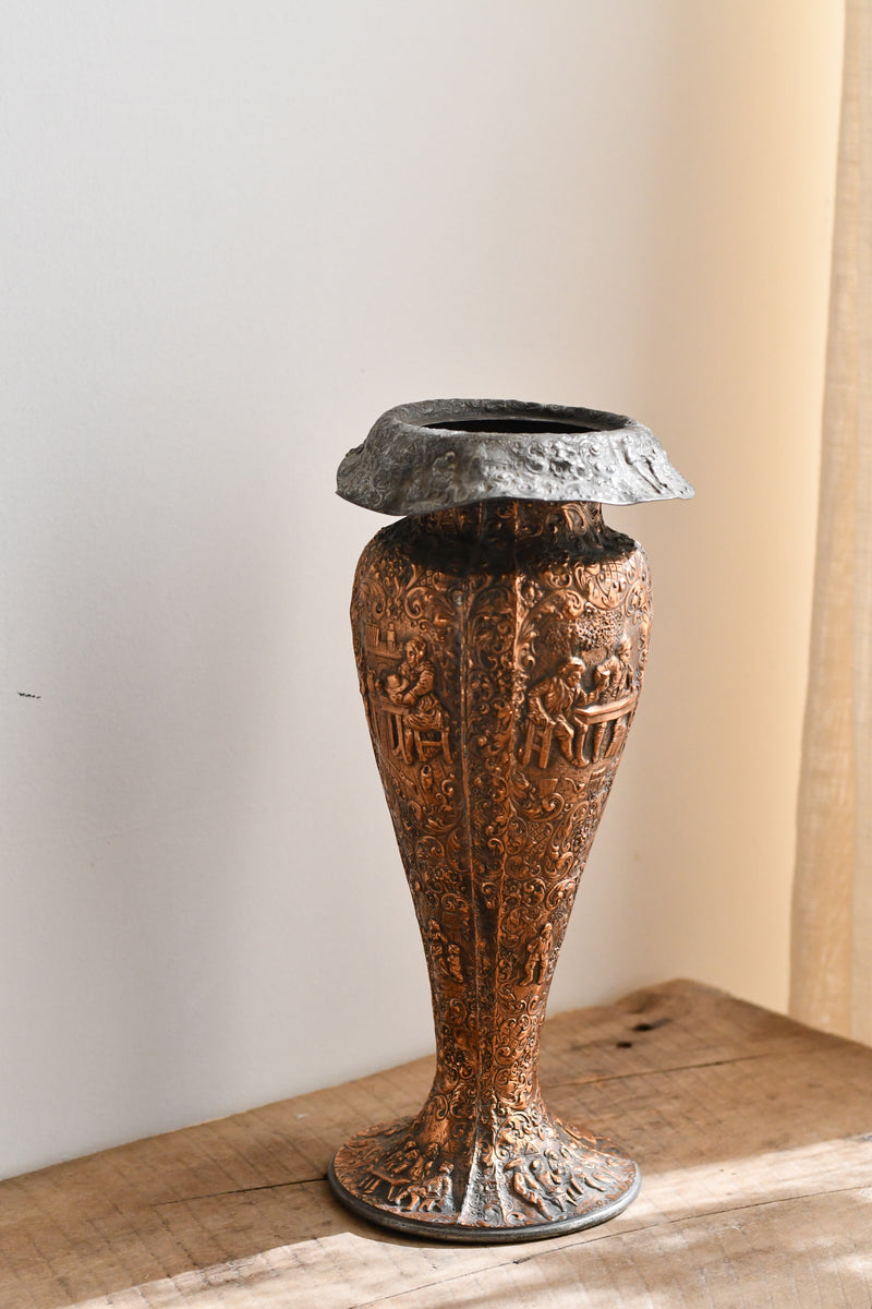 Antique Repoussé Metal Vase