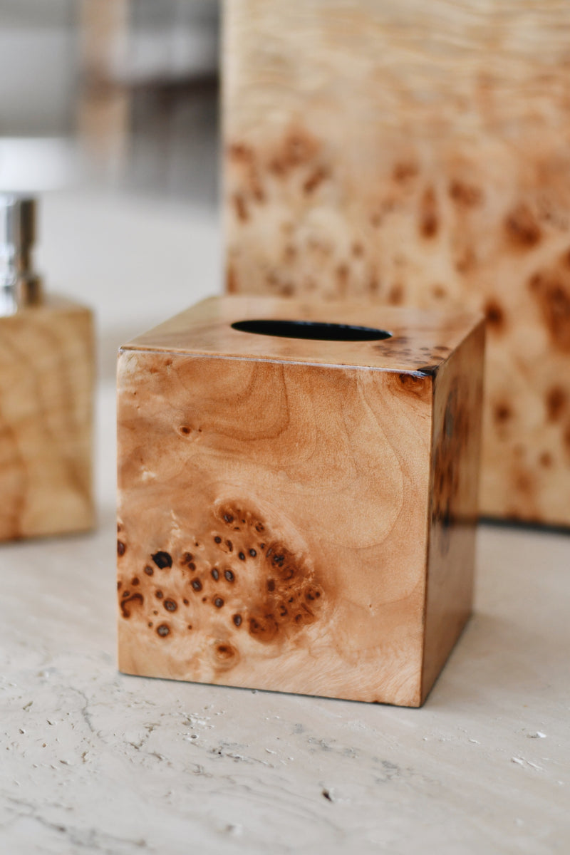 Burl Veneer Tissue Box