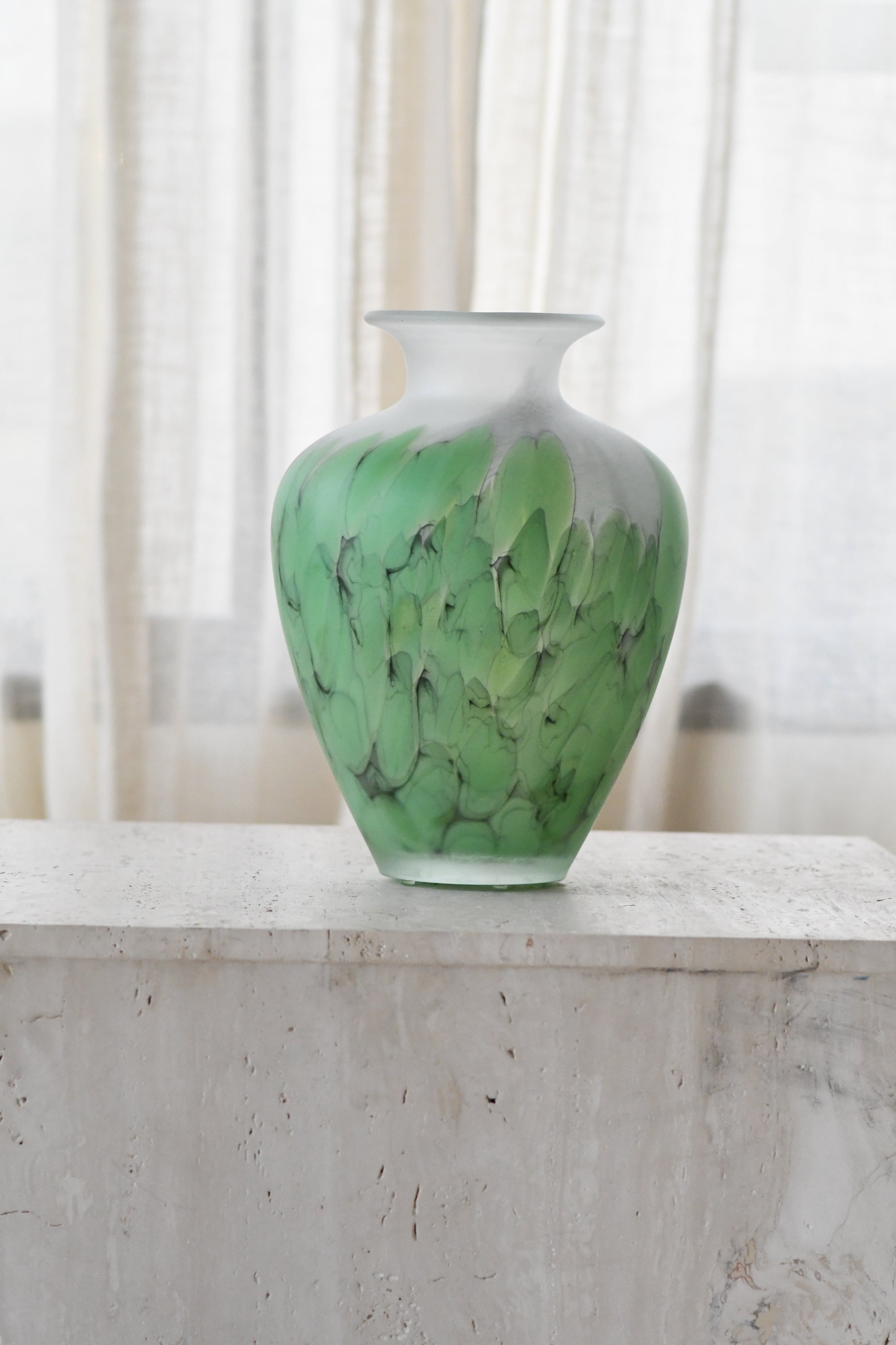 Frosted Green Glass Vase
