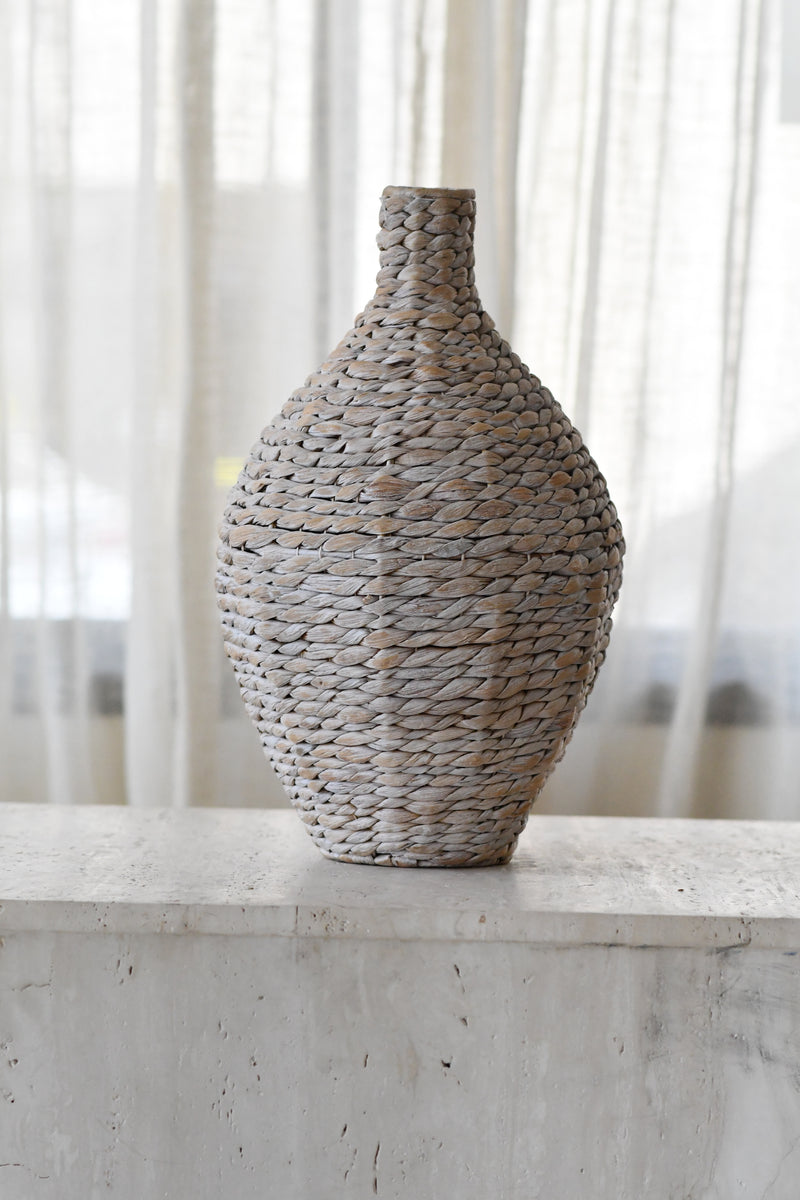 Whitewash Seagrass Vase