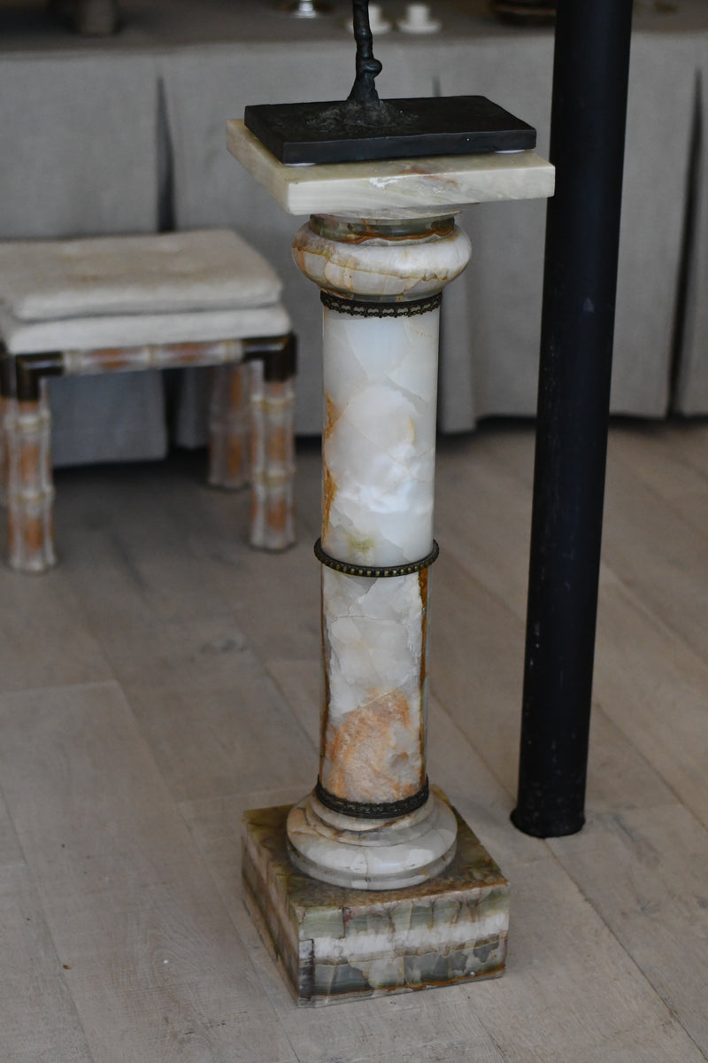 Carved Onyx Columnar Pedestal, 1900s