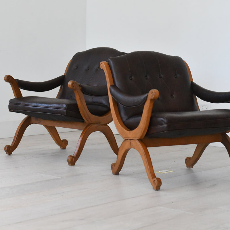 Leather and Wood Chairs