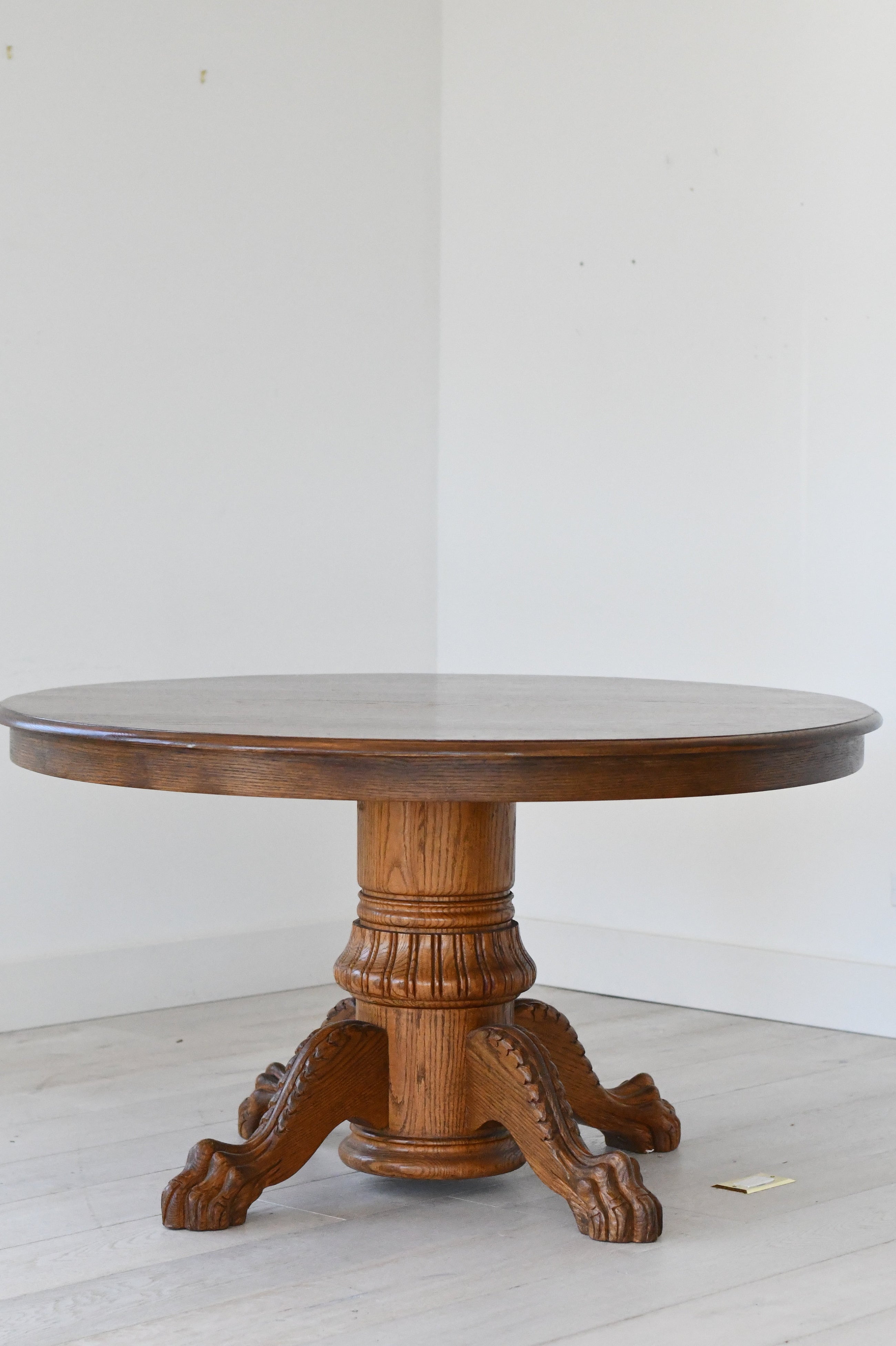 Round Wood Table with Claw Feet