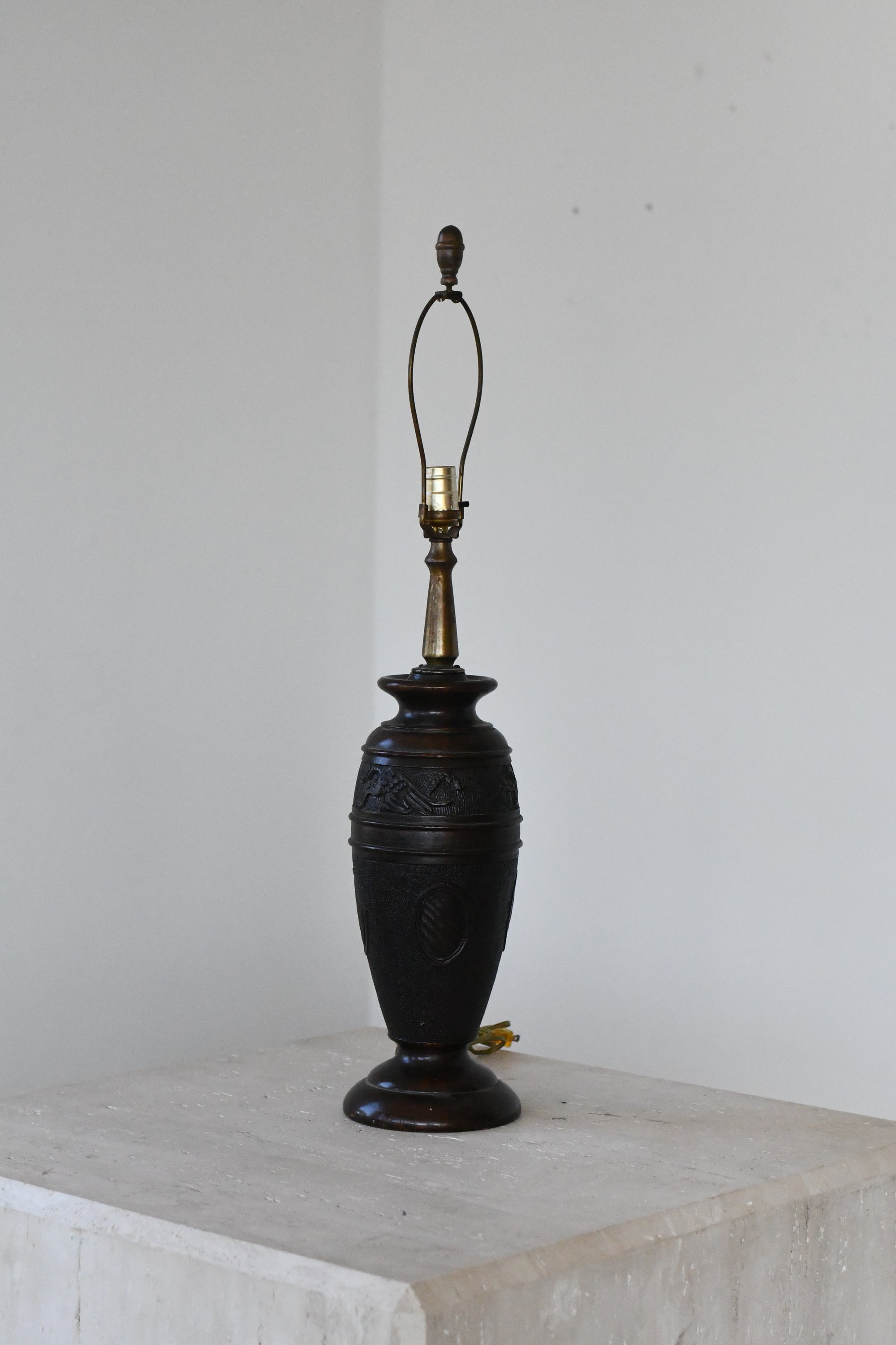 Carved Wood Table Lamp