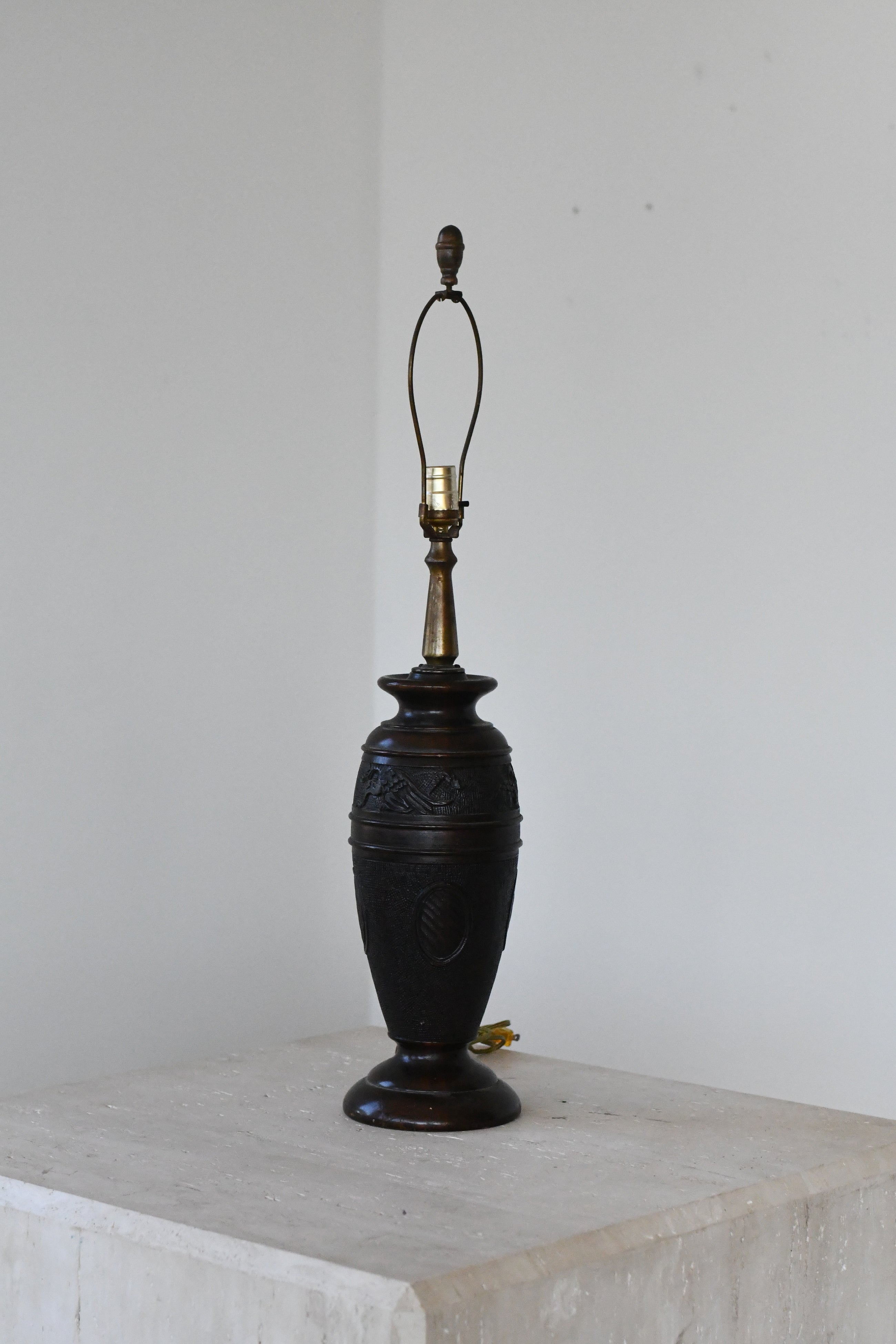 Carved Wood Table Lamp