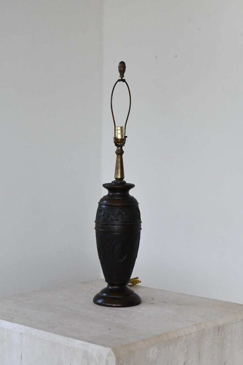 Carved Wood Table Lamp