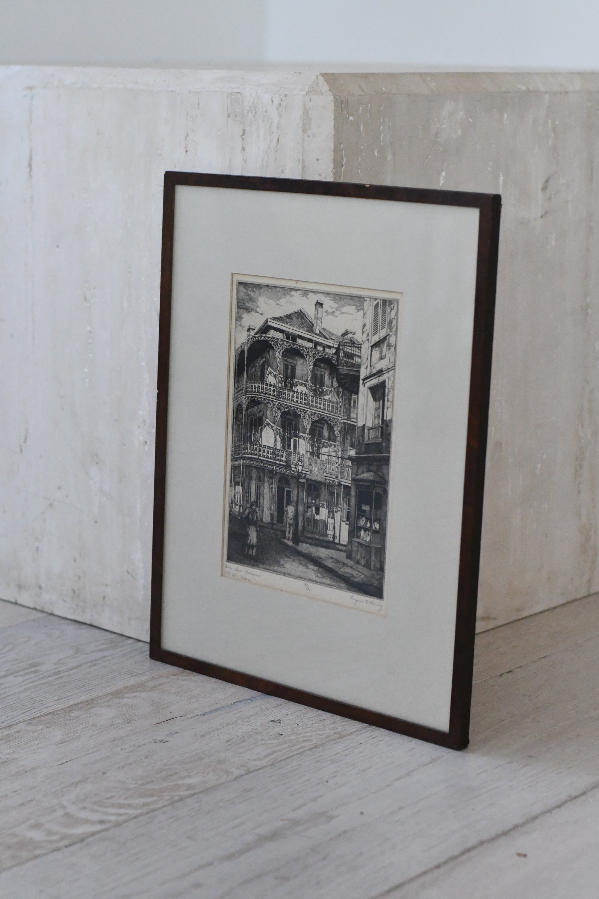 Old New Orleans Sketch in Dark Frame