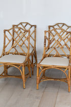 Set of Four Vintage Bamboo Chippendale Chairs