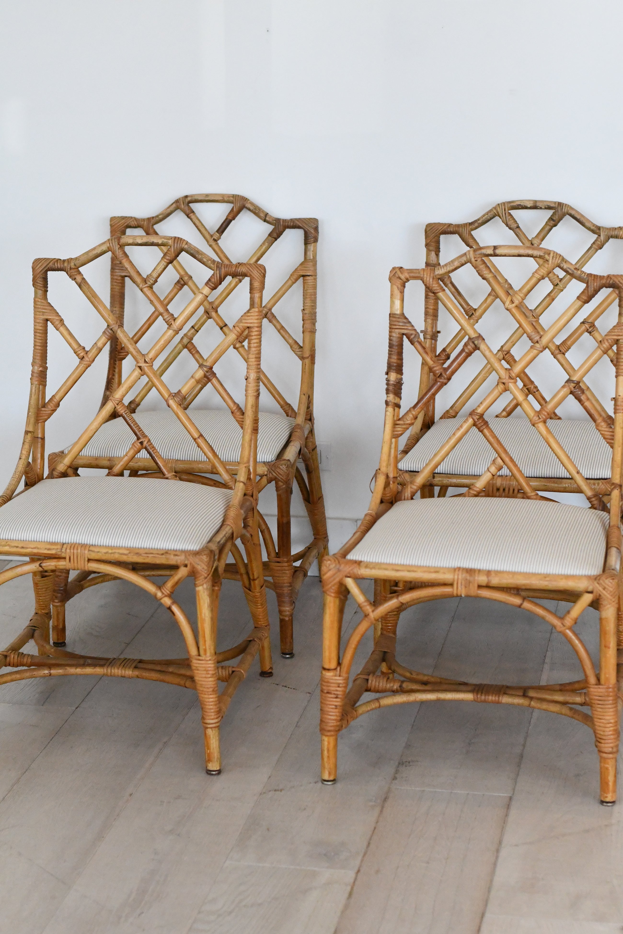 Set of Four Vintage Bamboo Chippendale Chairs