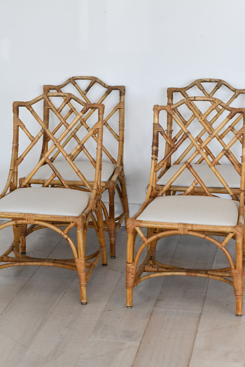 Set of Four Vintage Bamboo Chippendale Chairs