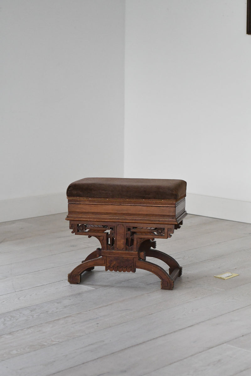 Victorian Carved Walnut Stool