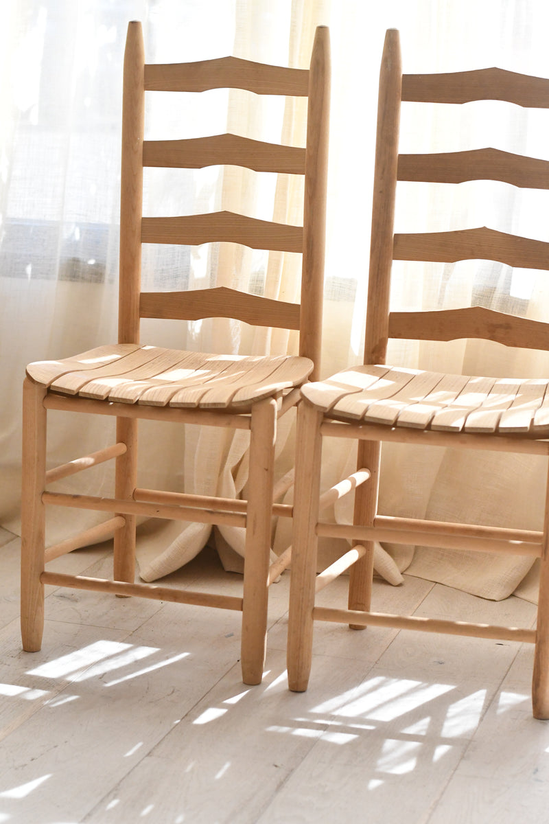 Pair of Ladder-Back Oak Chairs