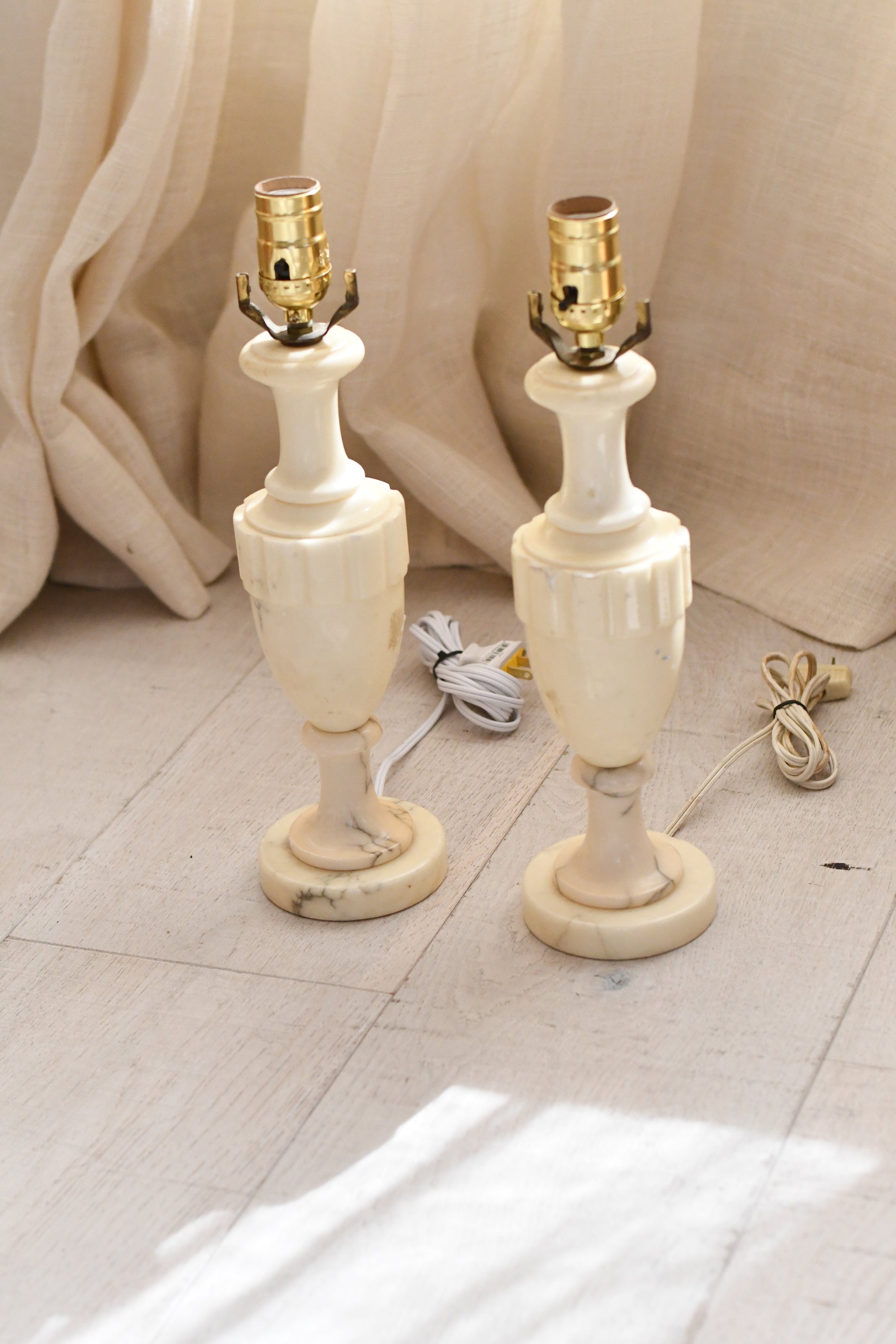 White Marbled Set of Lamps