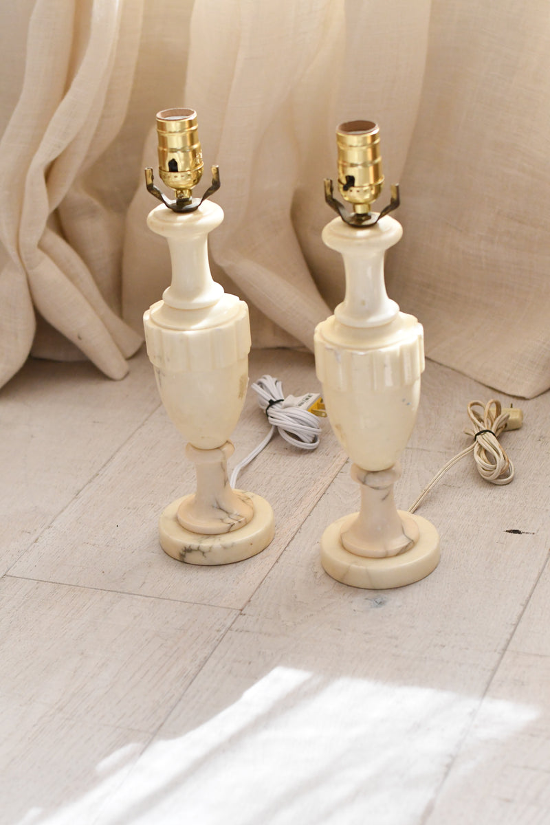 White Marbled Set of Lamps