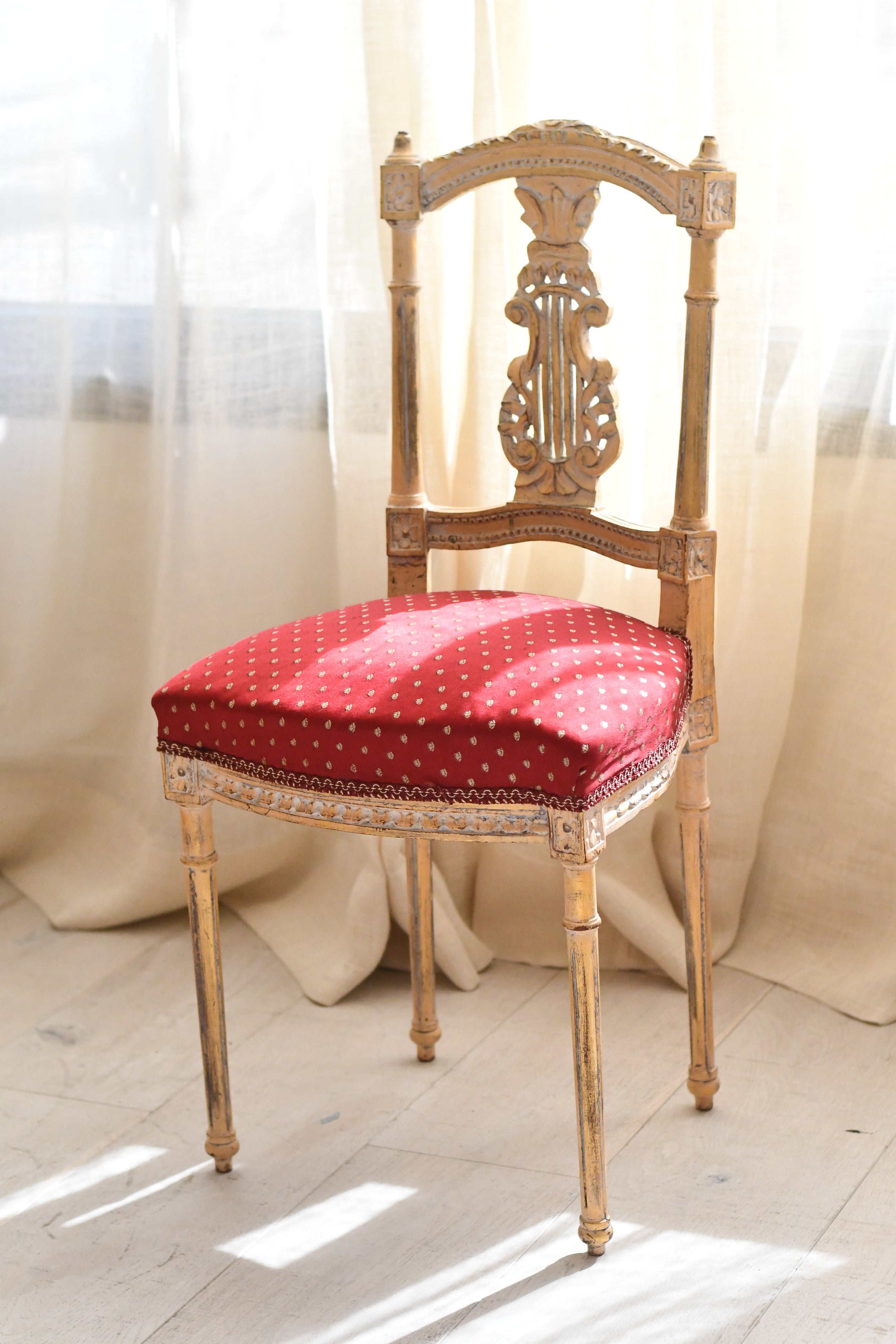 Antique Giltwood Lyre-Back Chair